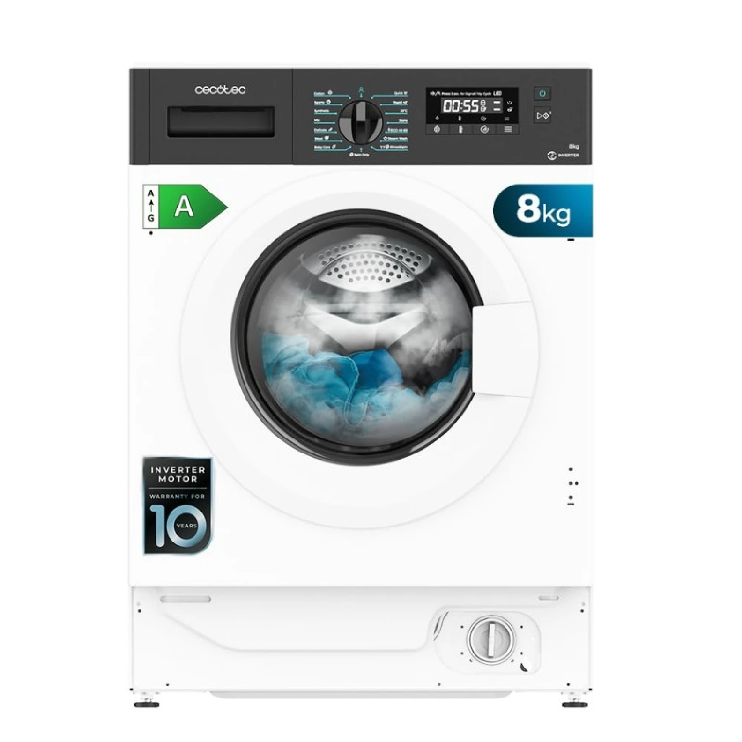 Cecotec Lavadora 8Kg Integrable Bolero DressCode 840 BI Inverter A. 1400RPM Máximas Regulables, 16 Programas, Bajo Consumo