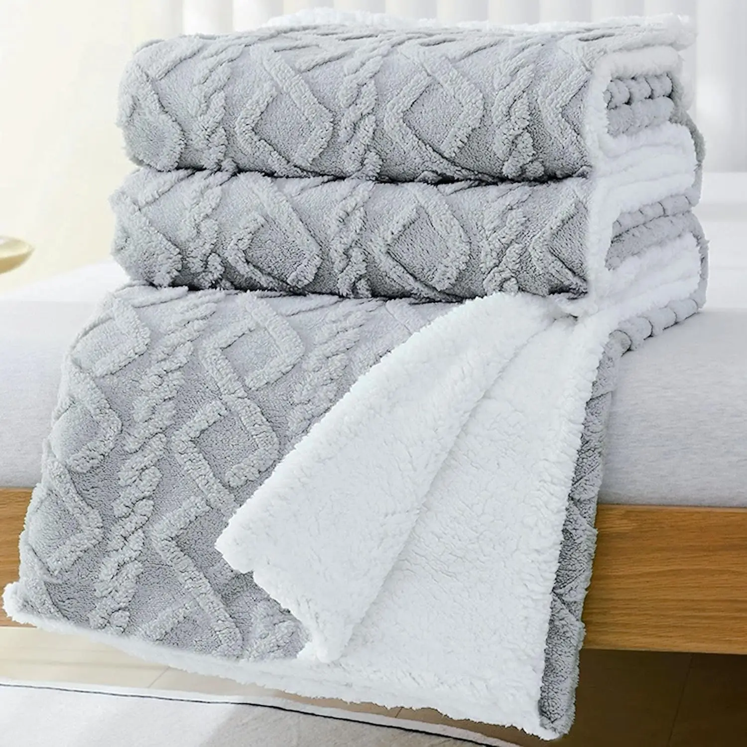 C.A | Manta de Sofá Borrego 🛋️ | Sherpa Doble Cara Franela | 100% Poliéster | Suave y Cálida para Invierno