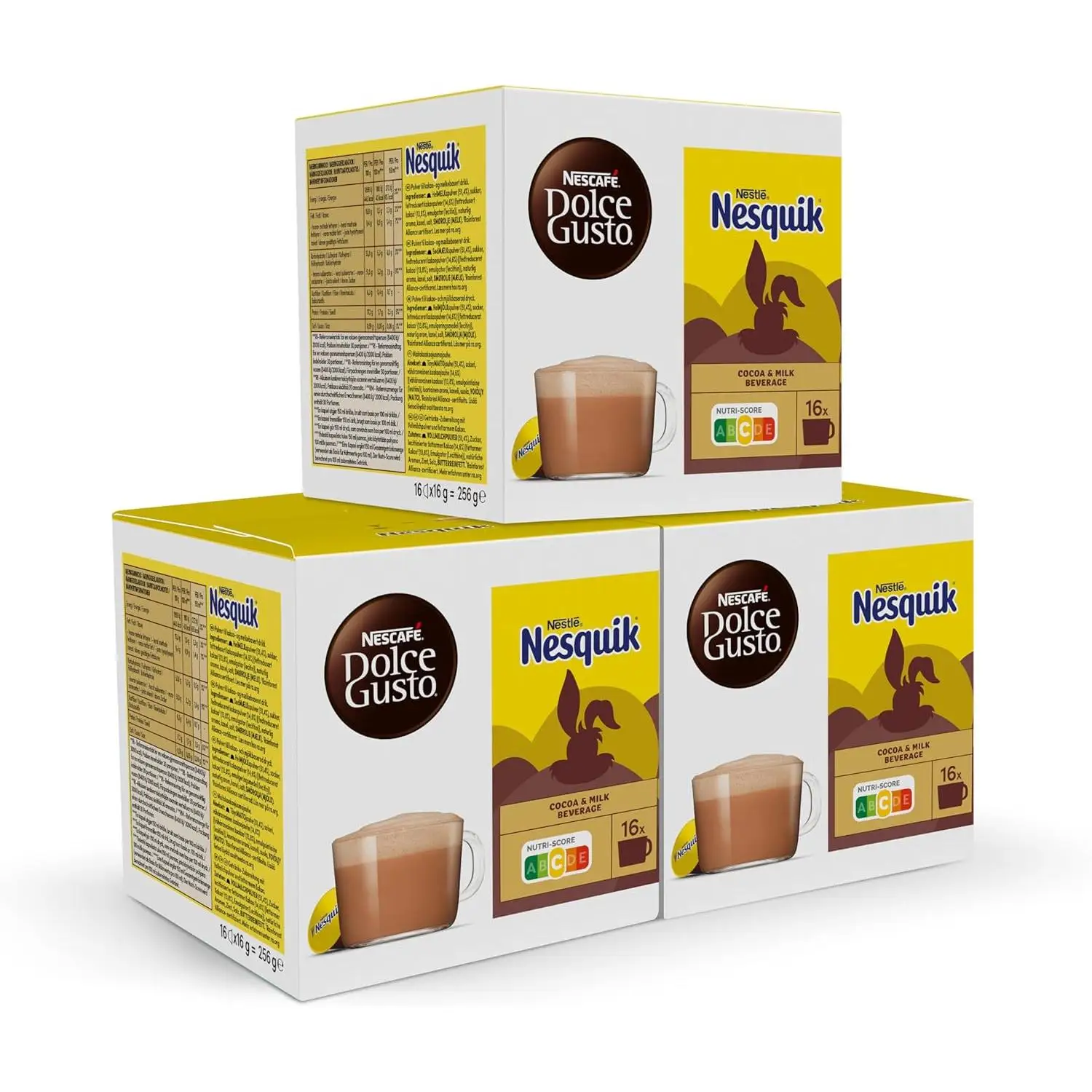 NESCAFÉ Dolce Gusto NESQUIK - Cápsulas de Café, 48 Cápsulas (3x16) - Bebida de cacao - Originales para cafeteras Dolce Gusto