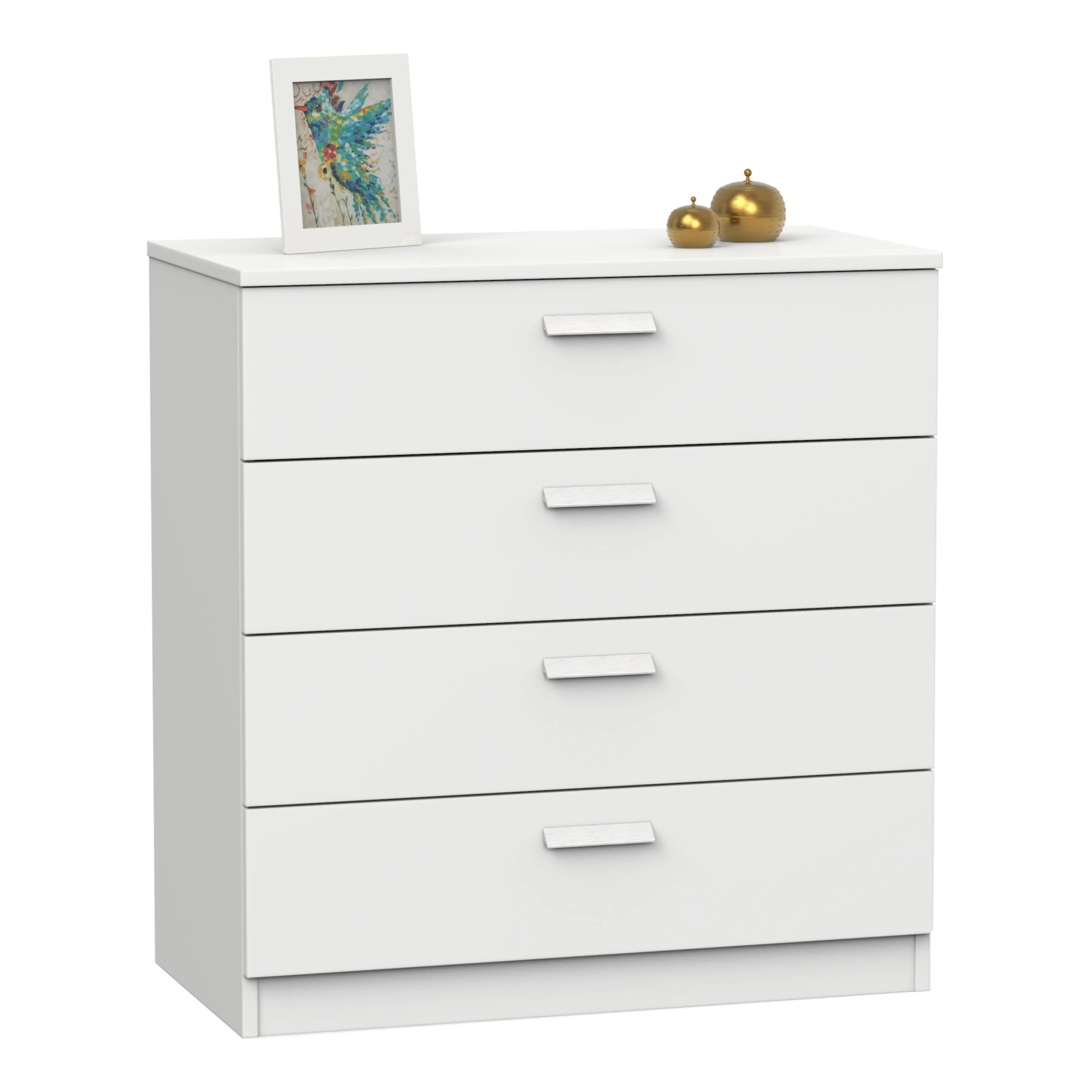 Miroytengo comfortable with 4 drawers with metal guide Tibet in matte white or Cambrian Oak in melamine 74x78 cm