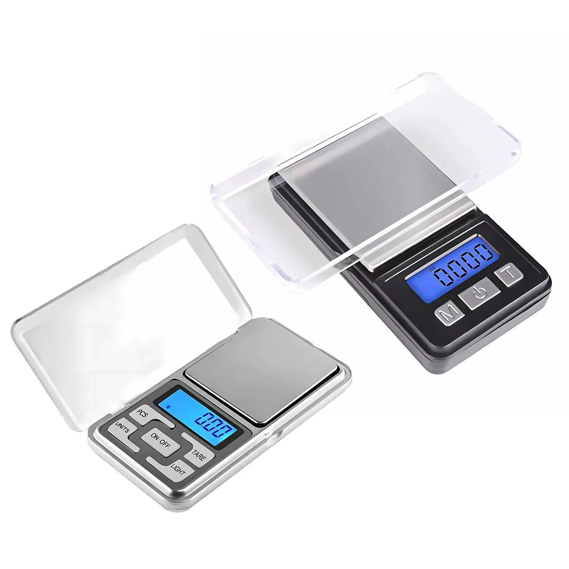 Euroxanty Báscula Digital de Precisión 2Colores PACK | Plataforma de Acero Inoxidable | Pantalla LCD | Iluminación LED