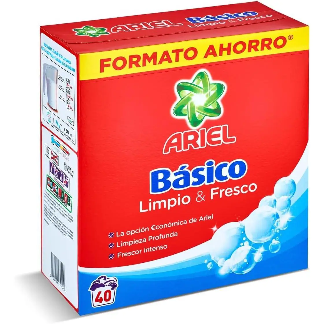 Ariel Básico Detergente en Polvo 2300 gr 40 lavados