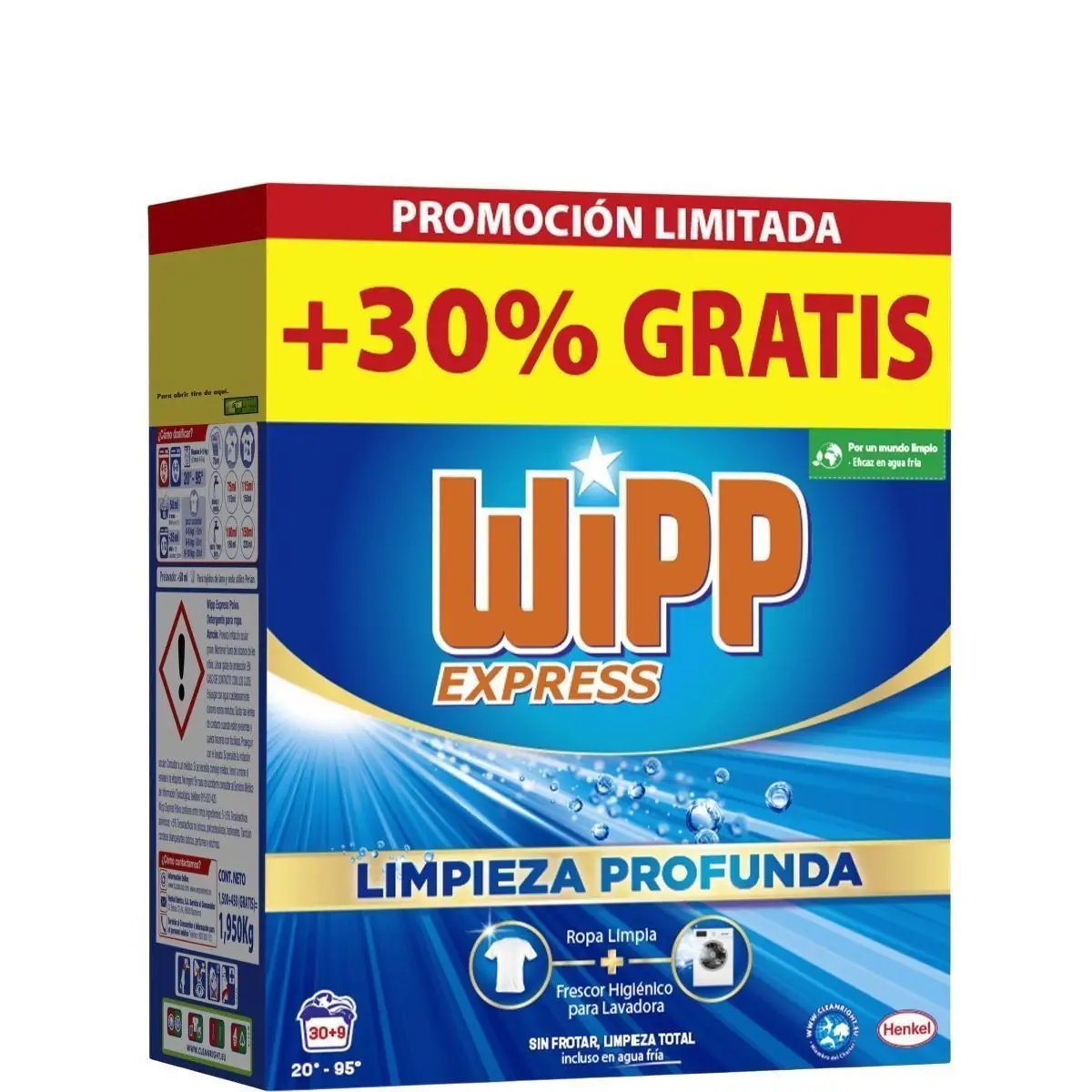 WIPP EXPRESS Express Limpieza Profunda Formato Especial Detergente en polvo elimina incluso manchas más difíciles combatiendo malos olores 39 lavados 1950 gr