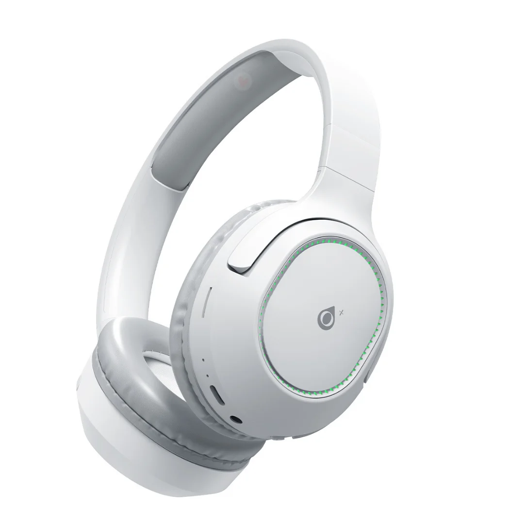 Nc3285bl headphone headphone headphone headphone wireless Bluetooth headphone with Led light Bluetooth 5.3, support AUX 3.5mm/TF 32G (Max) battery 300mAh, White J & C Mobile