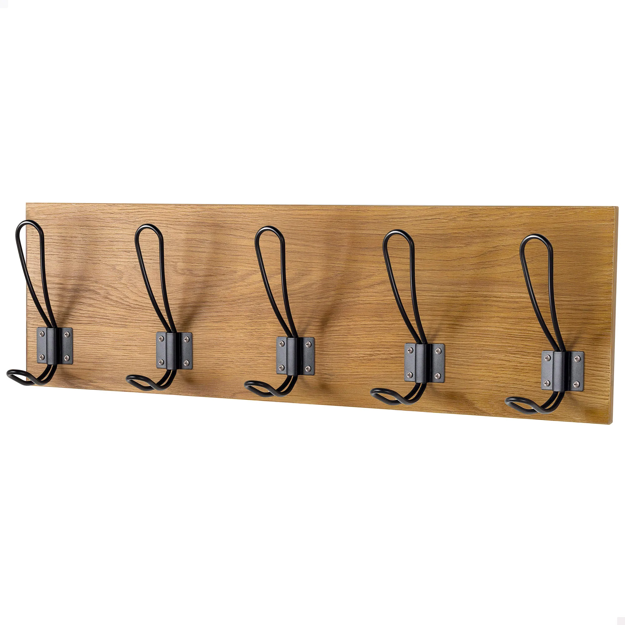 Max Home - Perchero de pared 47x7x15 cm, con 5 perchas, peso máximo soportado 5 kg, efecto madera, para colgar abrigos, sombreros, bolsos