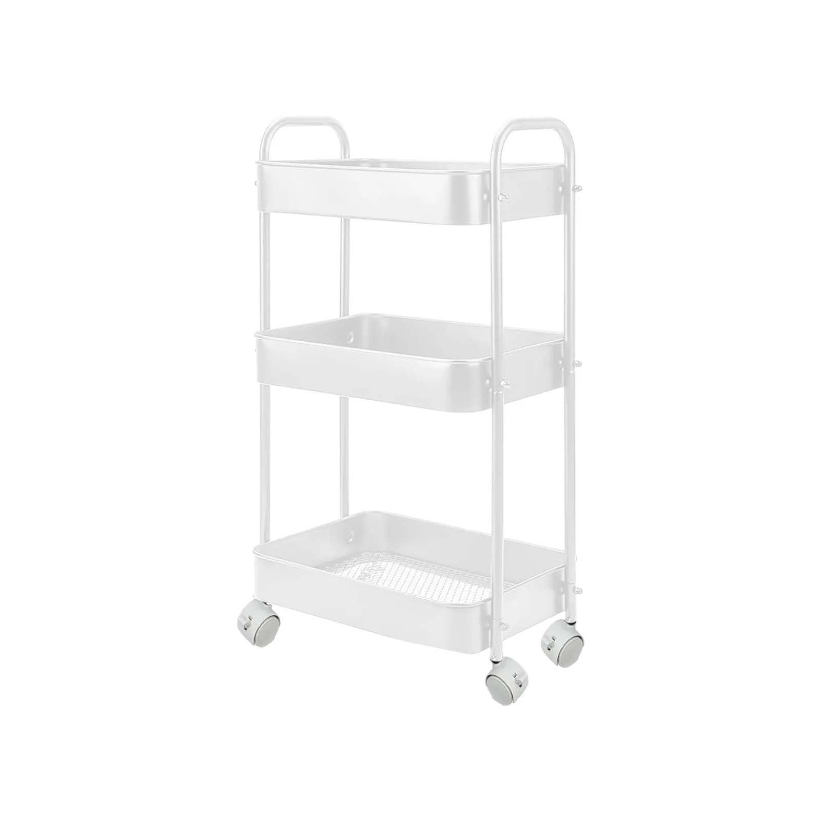 Carro de Almacenamiento Carrito Auxiliar con Ruedas Carro Cocina Carro Servicio Carrito Metalico con Ruedas 3 Niveles Carro Rodante Carro Organizador para Dormitorio Baño Oficina, 30x45x78 cm