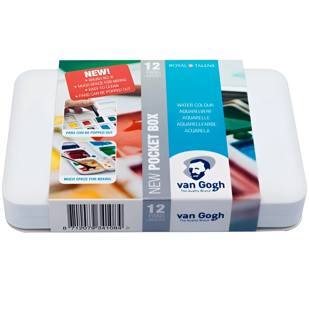 Talens van gogh set Brush Case + Palette + 12 Watercolors Basic Colors Assorted