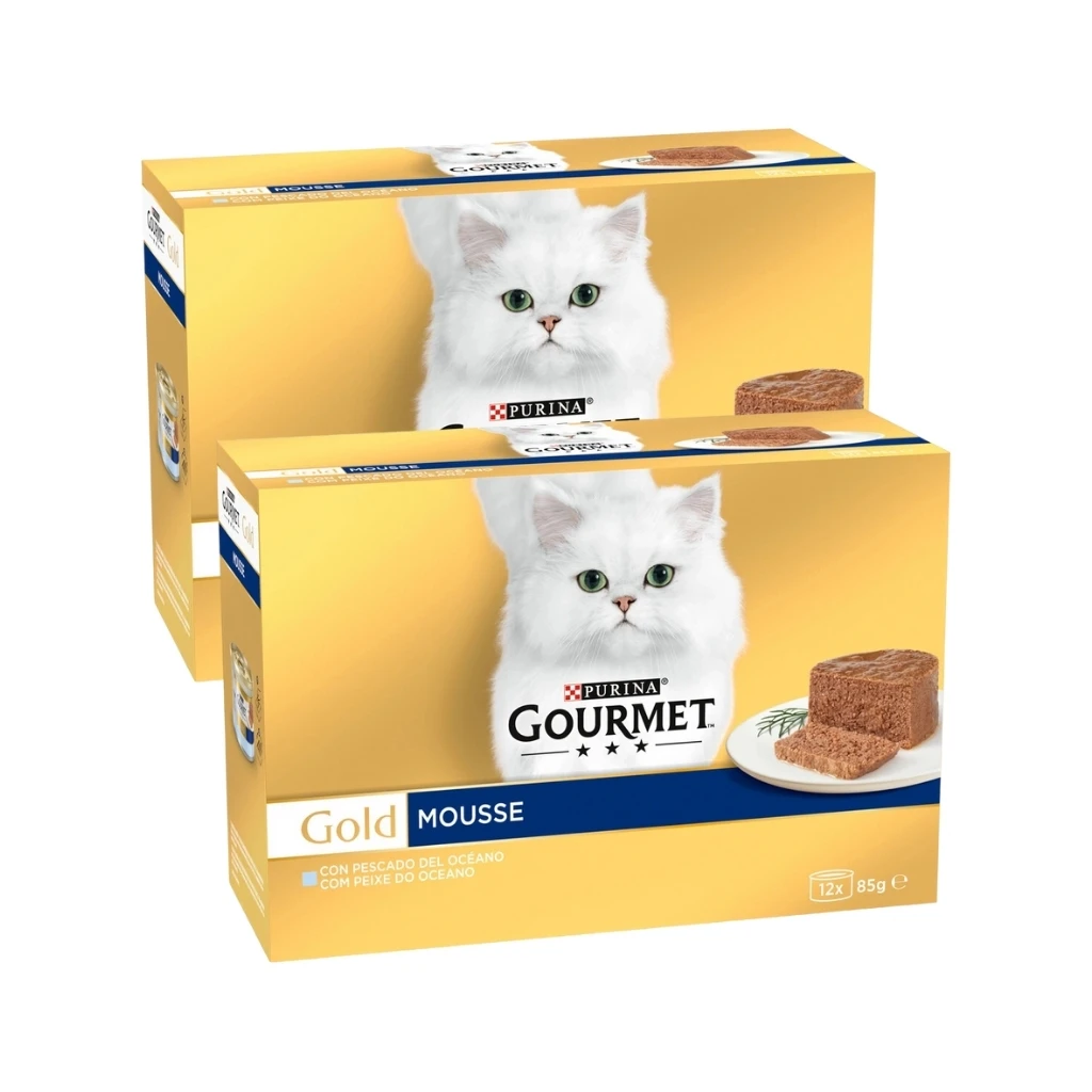 GOURMET - Gold (24x85 gr) - Mousse Pescado del Océano (2 Cajas de 12x85 gr)