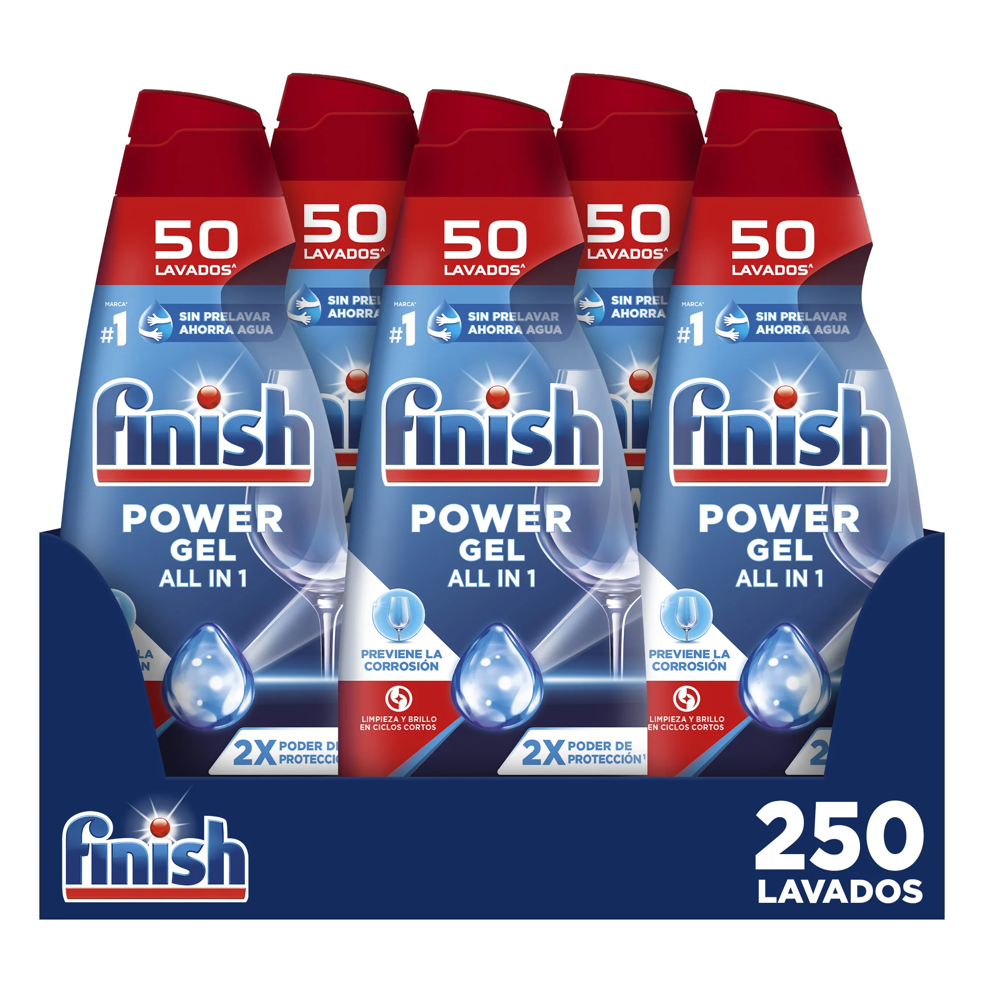 Finish All in 1 Max Power Gel Higiene Regular Lavavajillas 5x 50 lavados