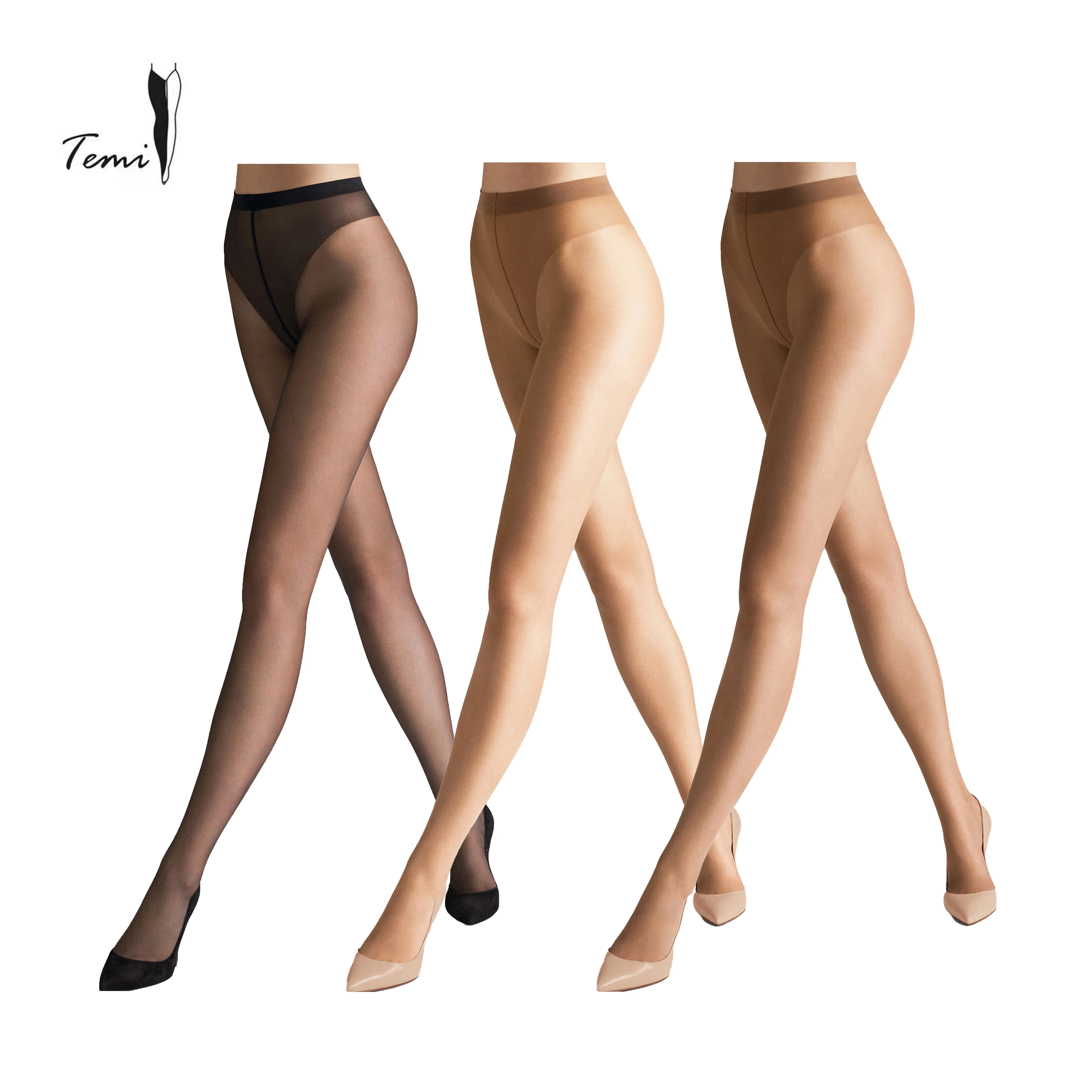 Temil Women's Transparent Half Pantyhose 10 Den One Size