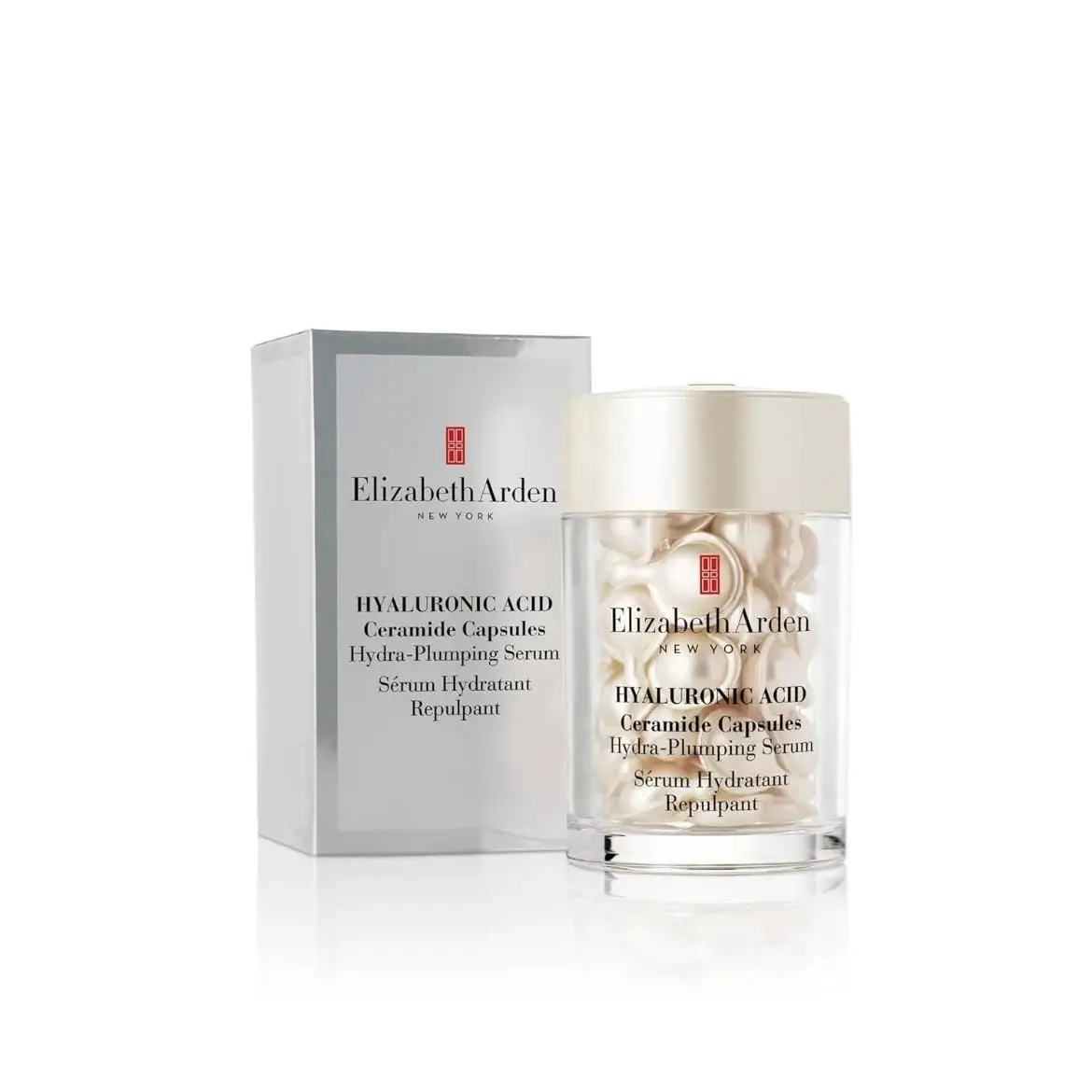 Elizabeth Arden Sérum Ácido Hialurónico y Ceramidas 30 Cápsulas con Extracto de Jengibre - Hidratante y Redensificante para un Efecto Antiedad y Reafirmante - Monodosis