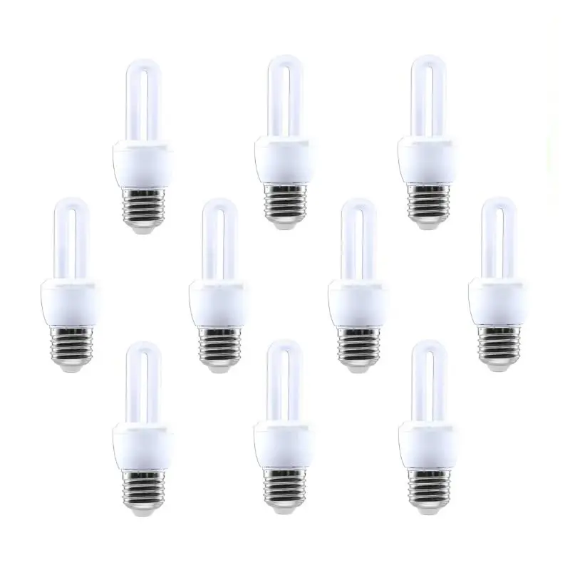 T.E Bombilla Mini 2Tubos Bajo Consumo E27 6400K Luz Fría 15W (10uds)