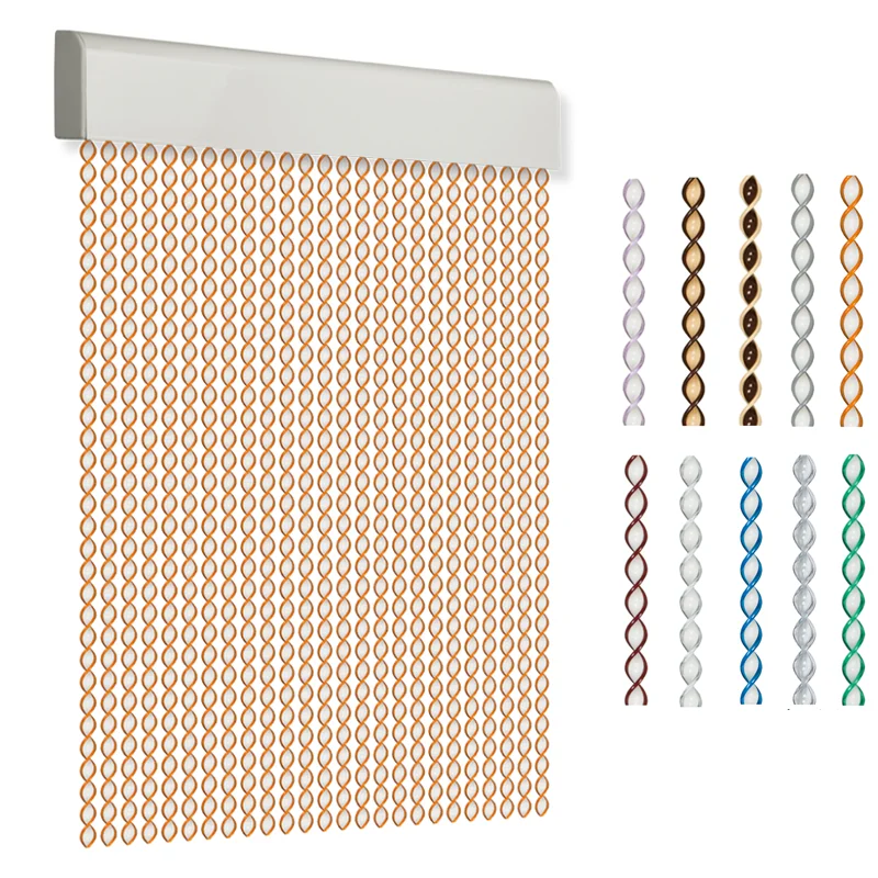 STARLEY-Cortina Espiral Para Puerta Tiras PVC Cortina Para Puerta Exterior Anti Insectos Mosquitos Bichos Verano Casa o Jardín 10 Colores 90x200cm