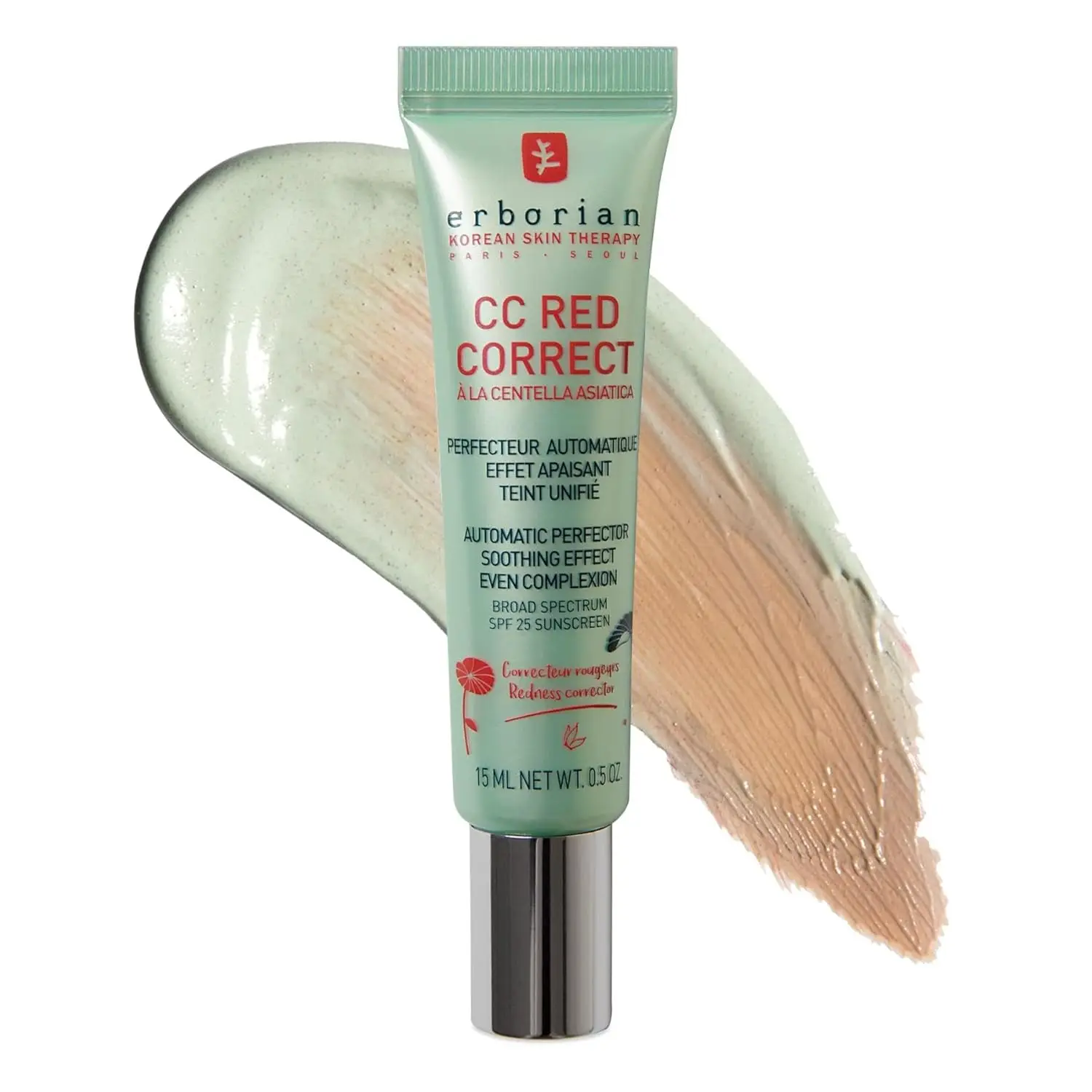 Erborian CC Red Correct 15ml | Crema Correctora Anti-Rojeces, Unifica Tono, Cobertura Natural y Efecto Calmante