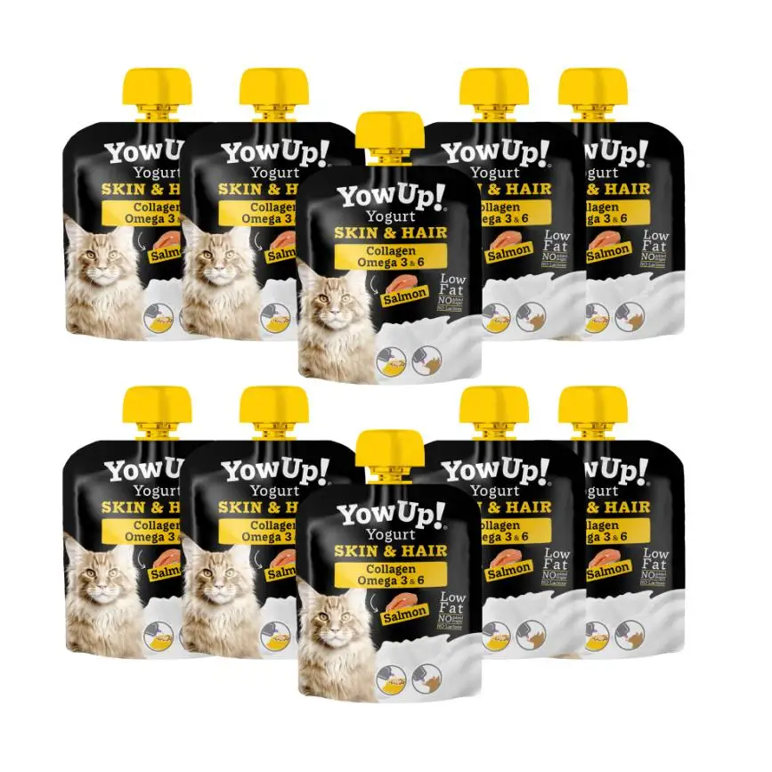 YOWUP! Natural yogurt salmon skin and hair for cats 85gr Pack 10 Unds