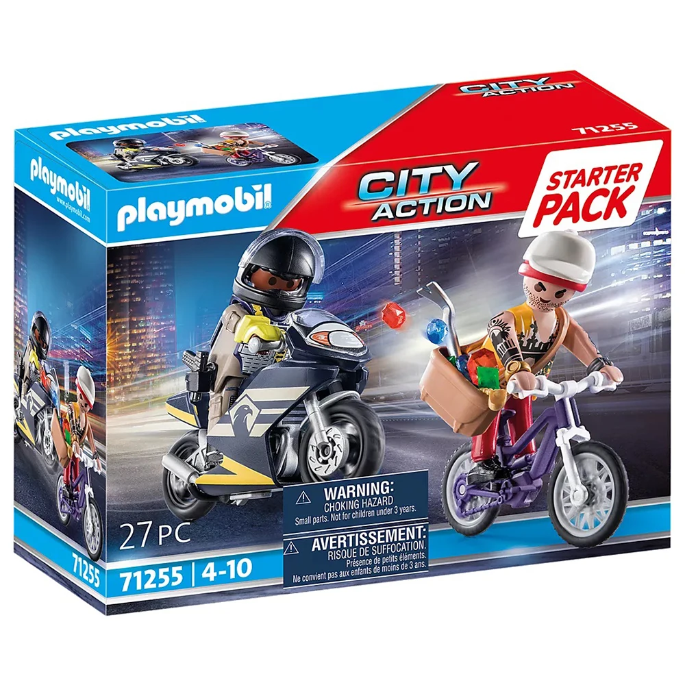 Playmobil Starter Pack - Fuerzas Especiales de Policía con Moto y Ladrón en Bici 71255, Tienda con Licencia Oficial