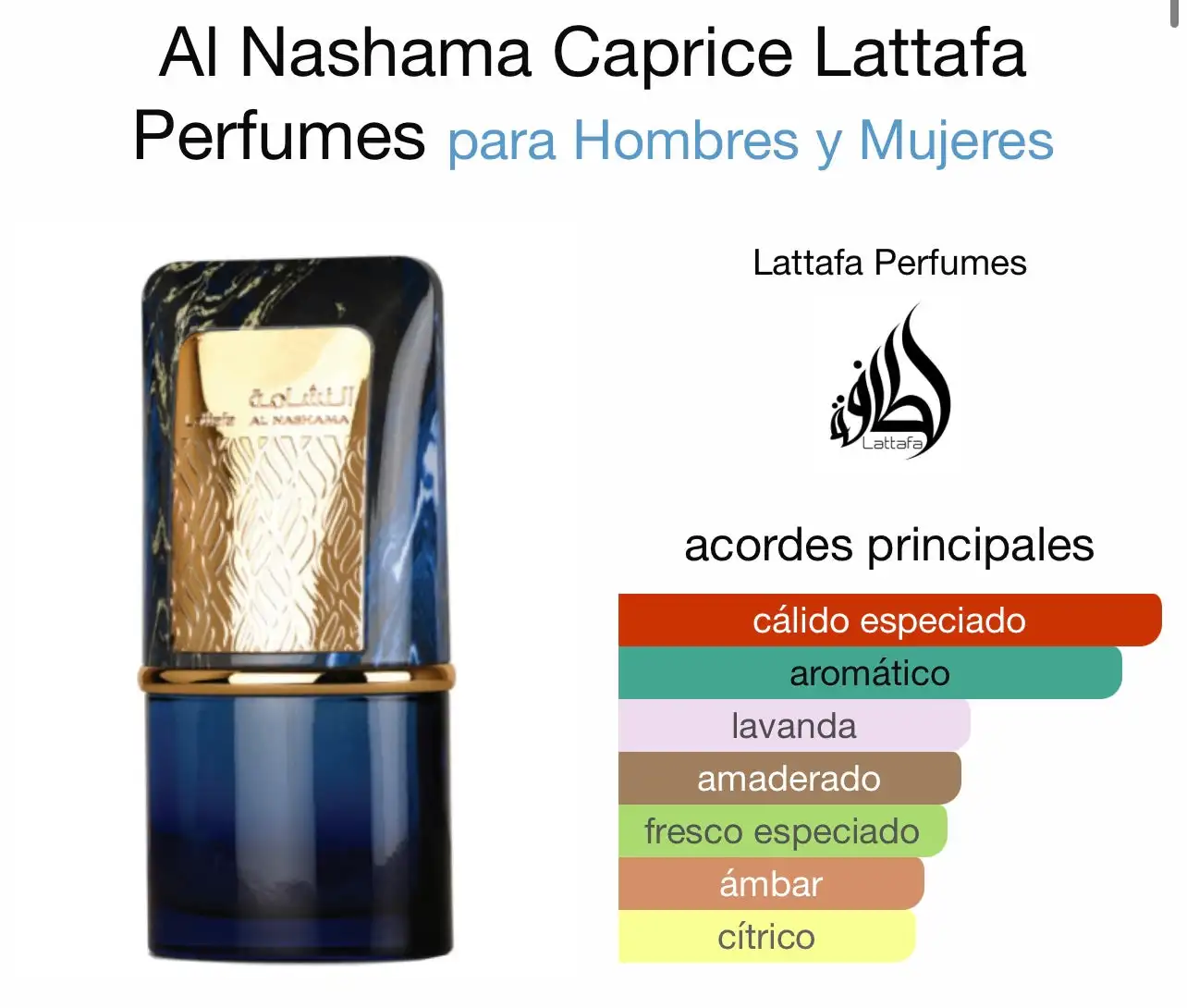 Al Nashama Caprice Lattafa 100 ml Lattafa Perfume man MADE IN DUBAI