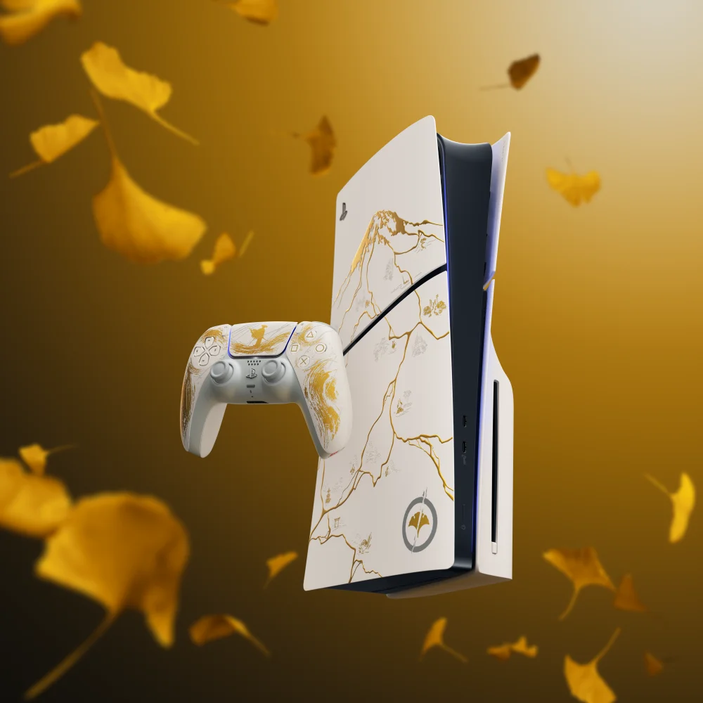PS5 Console with Ghost of Yotei Limited Gold Edition - New Sealed, featuring exclusive gold design, ultra-fast SSD for instant load times, and immersive 3D audio for an exceptional gaming experience. #2