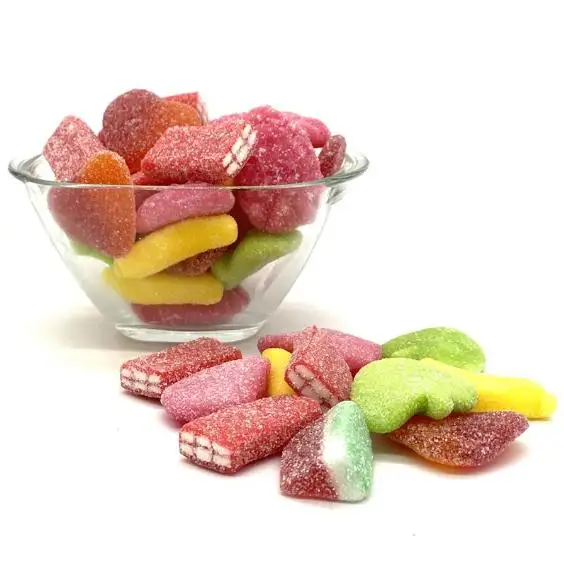 FINI PARTY MIX 1KG, MEZCLADOS DE - Corazón de Melocotón. - Ladrillos pica rellenos. - Manzanas. - Fresas batidas. - Tajadas de sandía. - Platanos. APROX 143U L MEZCLA PERFECTA SABOR TOP ORIGINAL FINI