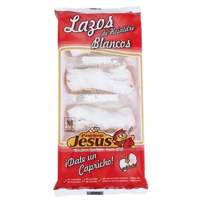 Lazos de Hojaldre Blancos Pastelería Jesús – Pack 5 Paquetes (20 lazos en total)