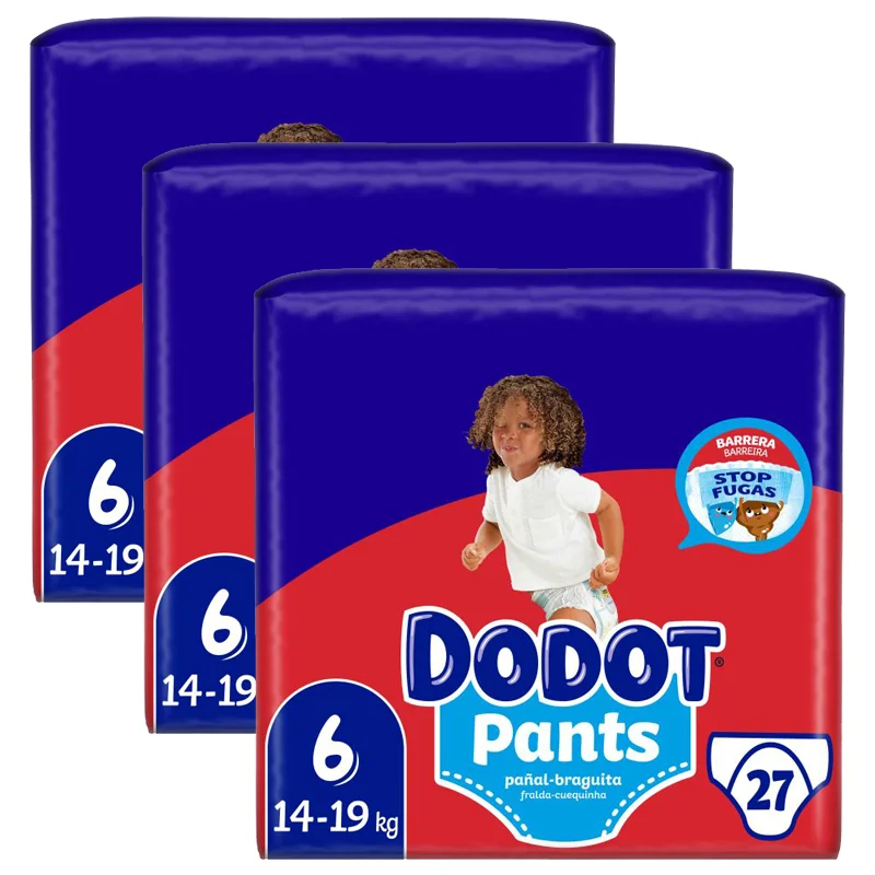 Dodot baby diaper Pants size 6 (14-19 kg), PACK of (27, 54, 81, or 108), diaper-panty with 360 ° adjustment anti-leakage, monthly Pack