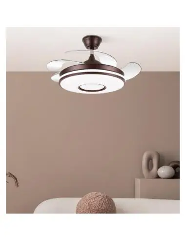 Dc fan dani 59w 6980lm brown 4 blades desp.107d 3000-4000-6000k remote, intensity reg., memory and timer