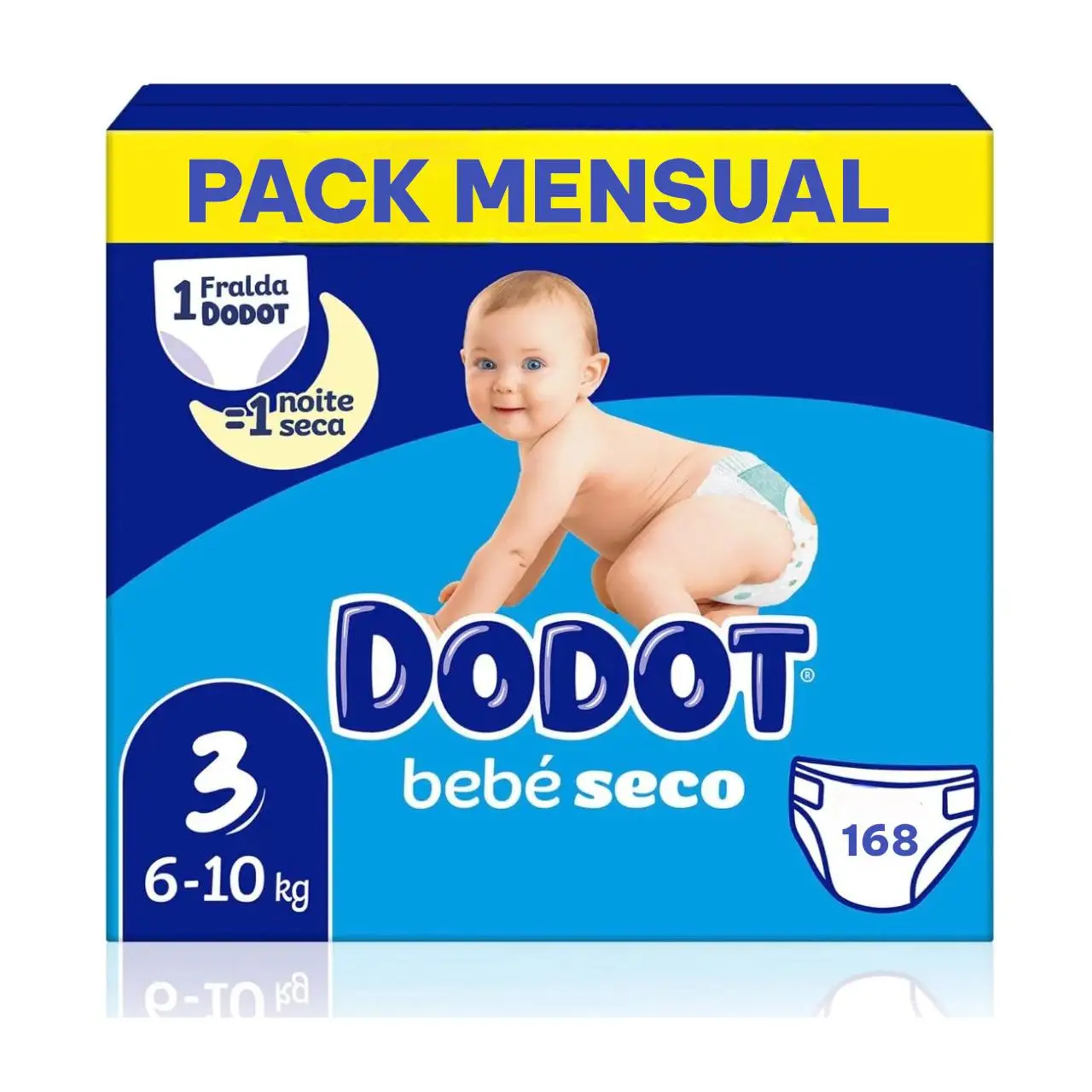Dodot Pañales Bebé-Seco, Talla 3 (6-10 kg), 168 Pañales,Pack Mensual
