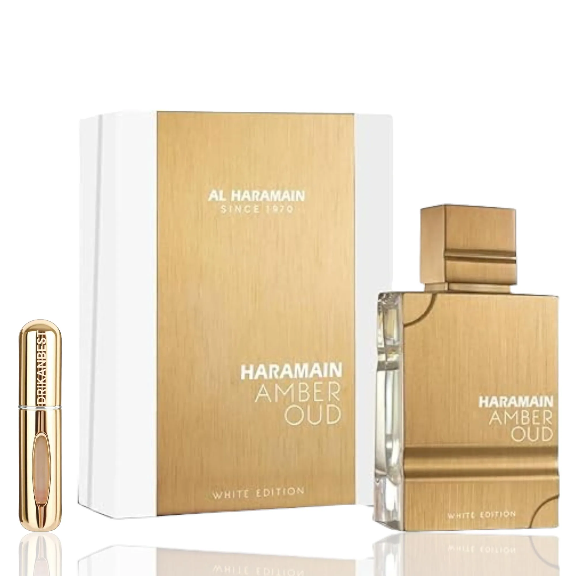 Perfume Al Haramain Amber Oud White Edition Eau De Parfum 60ml+REGALO Atomizador recargable 5ML DRIKANBEST
