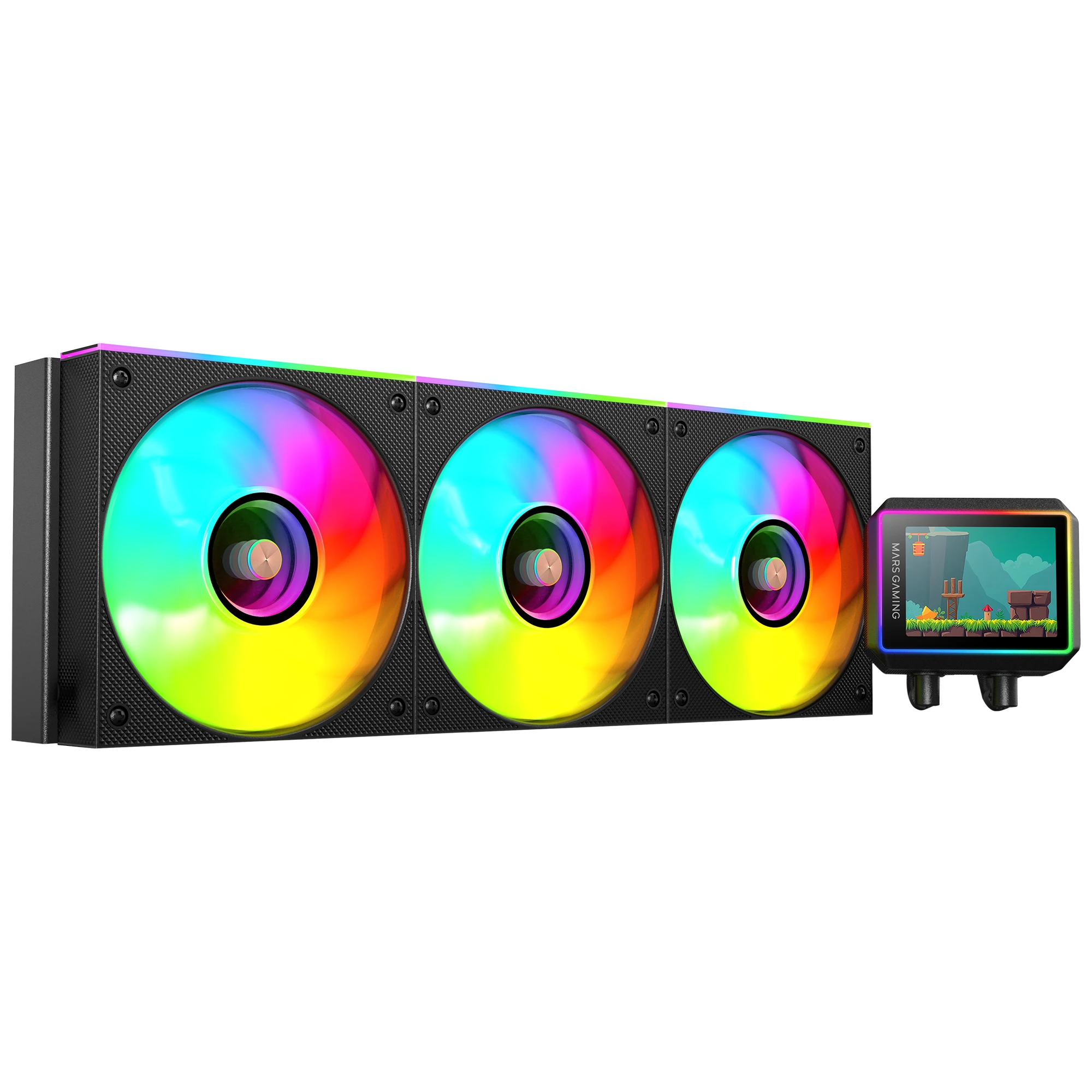 Mars Gaming ML-VISIONII360 Refrigeración Líquida AIO 600W TDP, Pantalla IPS 2,8" 360º, Bomba 4ª Gen Opti-Chamber con Base de Cobre y Microcanales, 3x Ventiladores 120mm ARGB Infinity Mirror,
