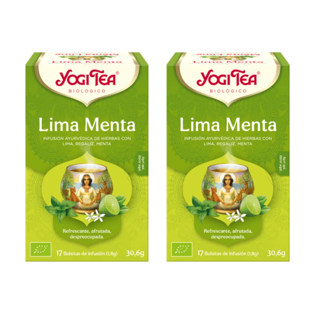 Té Lima Menta  Packs 2  Refresca tu espíritu  17 bolsitas de infusión  YogiTea