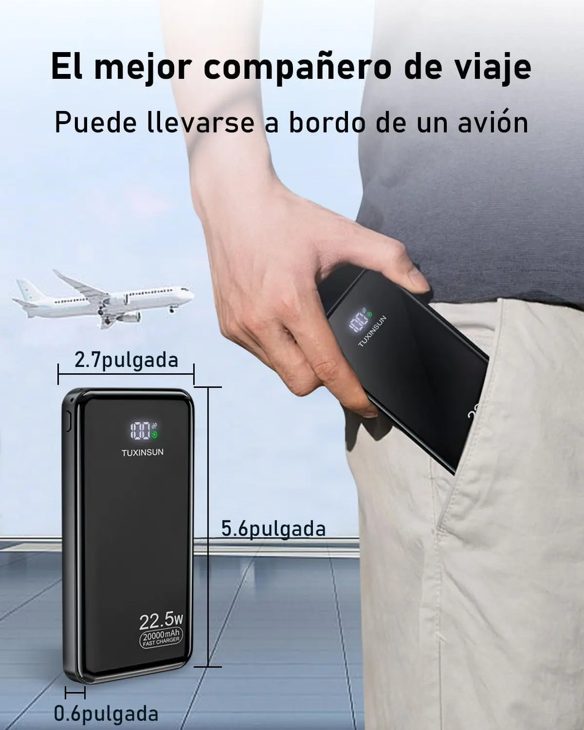 Power Bank 22.5W 20000mAh Bateria Externa Carga Rapida, Bateria Portatil PD3.0 QC4.0, Powerbank USB C Input & Output con Pantalla LCD Compatible con Smartphones, smartwatches, etc 7