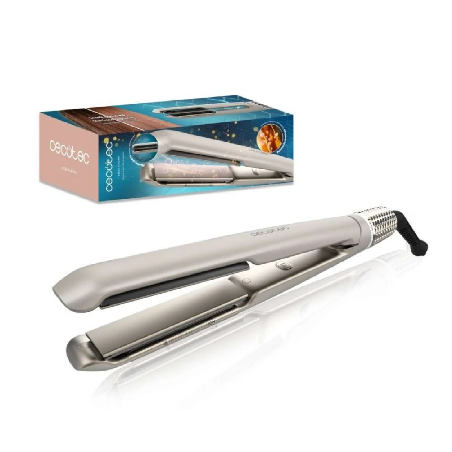 Cecotec Plancha de Pelo Estrecha Lisse Plasma. 45W, Revestimiento de Cerámica, Tecnología Plasma, Placas Flotantes 3D