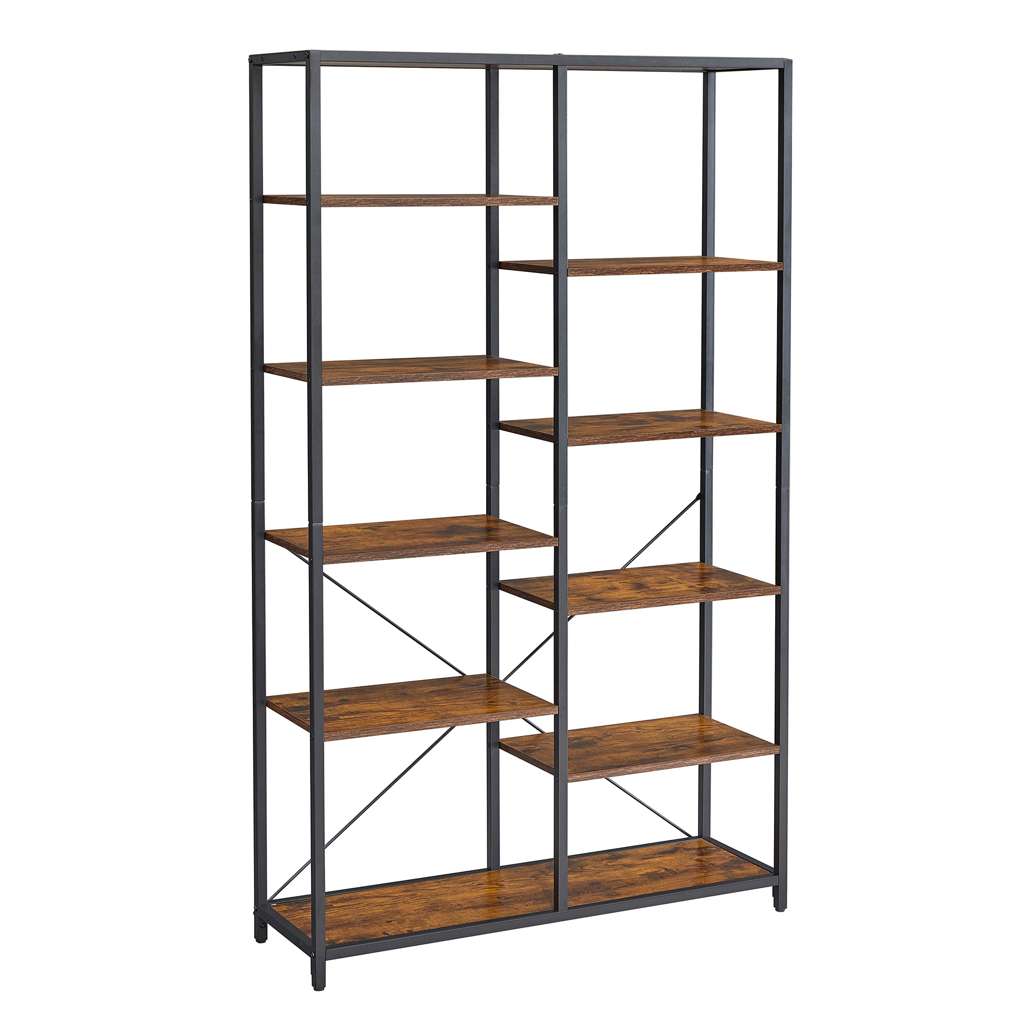 VASAGLE Estantería, estantería de 5 Niveles, Estante de Almacenamiento para exhibición Vertical, para Sala de Estar, Oficina, Estudio, Dormitorio, Cocina, fácil Montaje, Estilo Industrial, rústico