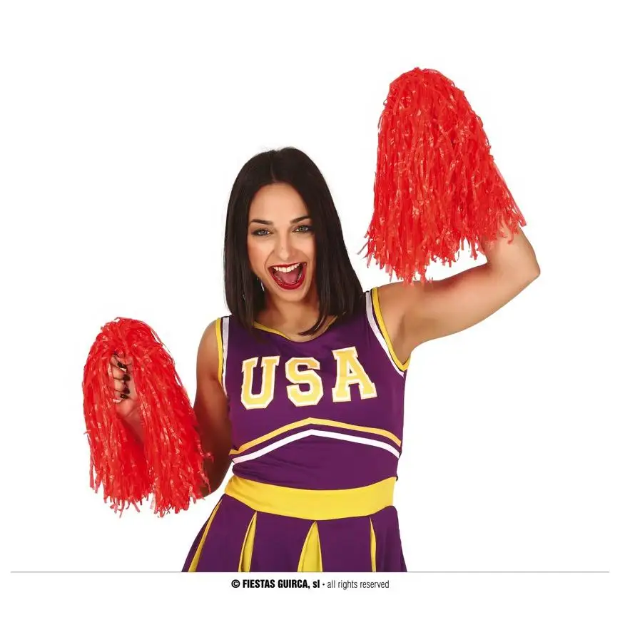 2 Pom - Pom cardboard. Of 80GR. Red Color. # Guirca # Red # cheerleader