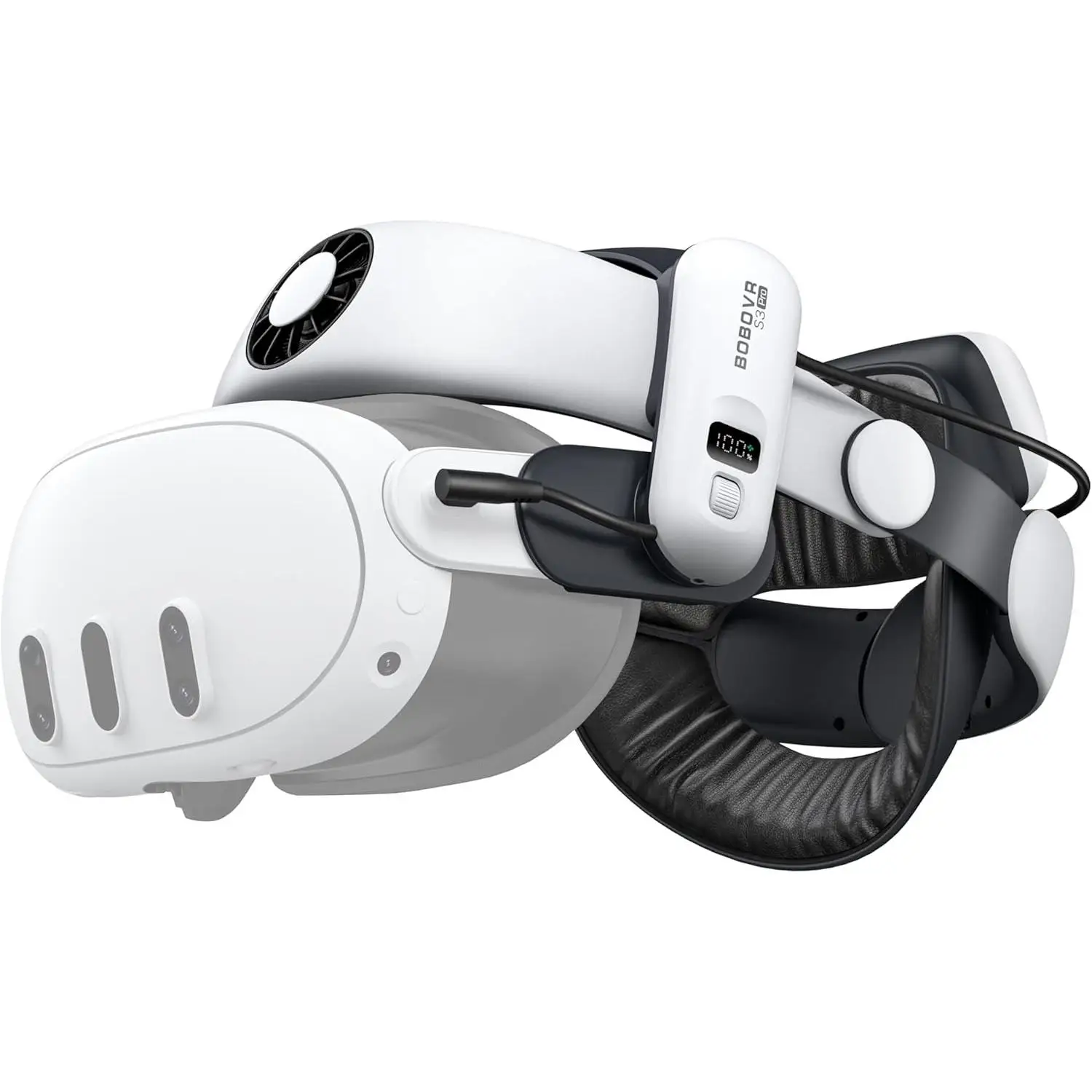 BOBOVR S3 PRO SUPER Cinghia Rigida per Meta Quest 3 e 3S - Raffreddamento della Testa, Batteria Sostituibile a Caldo