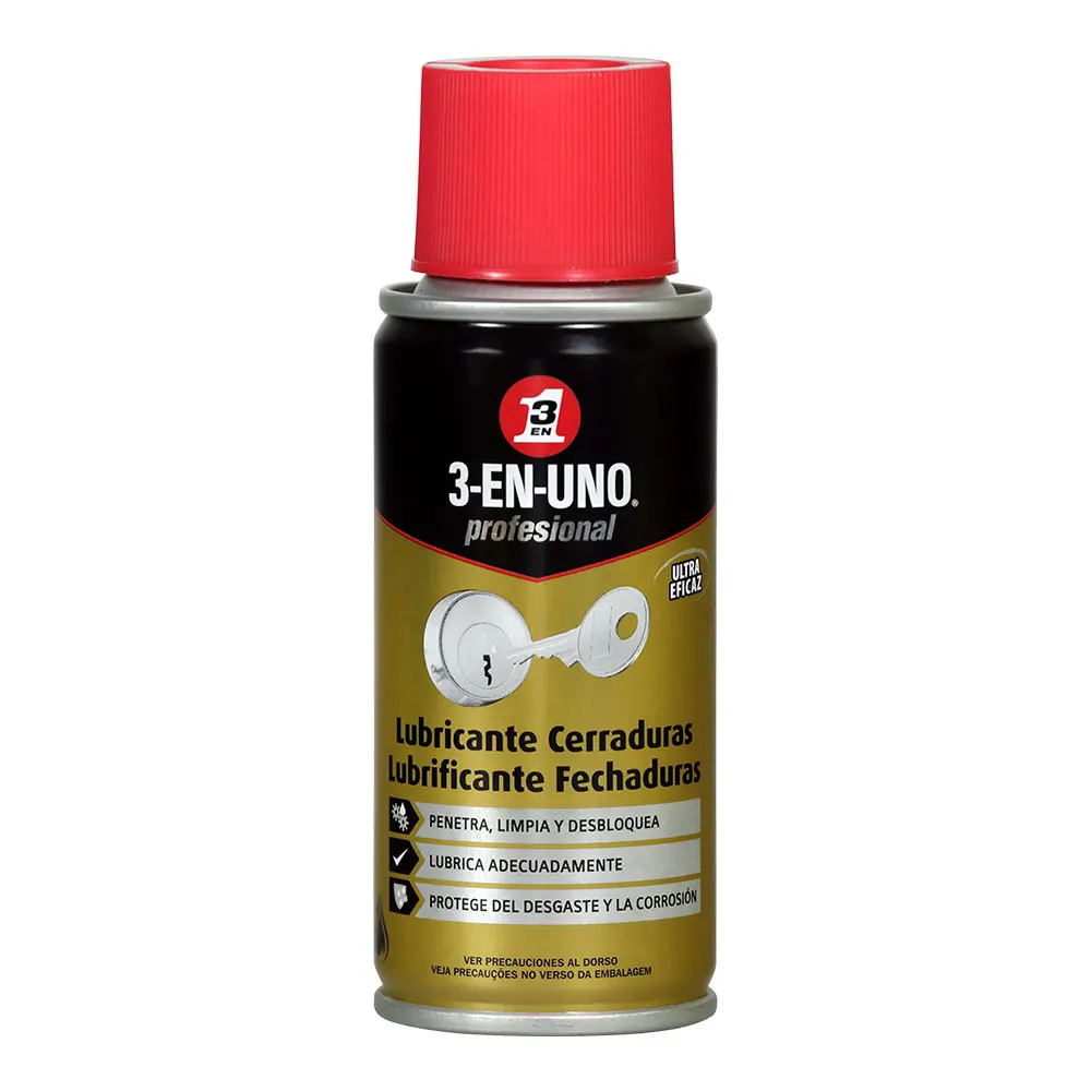 LUBRICANTE DE CERRADURAS 100ml 34463 3 EN 1 LUBRICANTES Y ACEITES FAMILIA WD40 MULTIPLES APLICACIONES