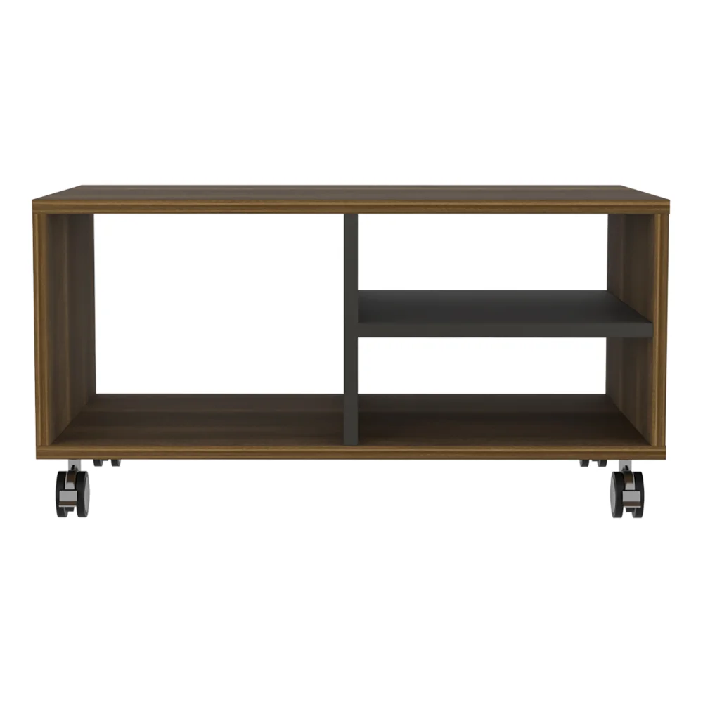 TUHOME Mesa de Centro Nogal, con estantes, Caramelo/ Wengue Madera manufacturada Salón-Mesas