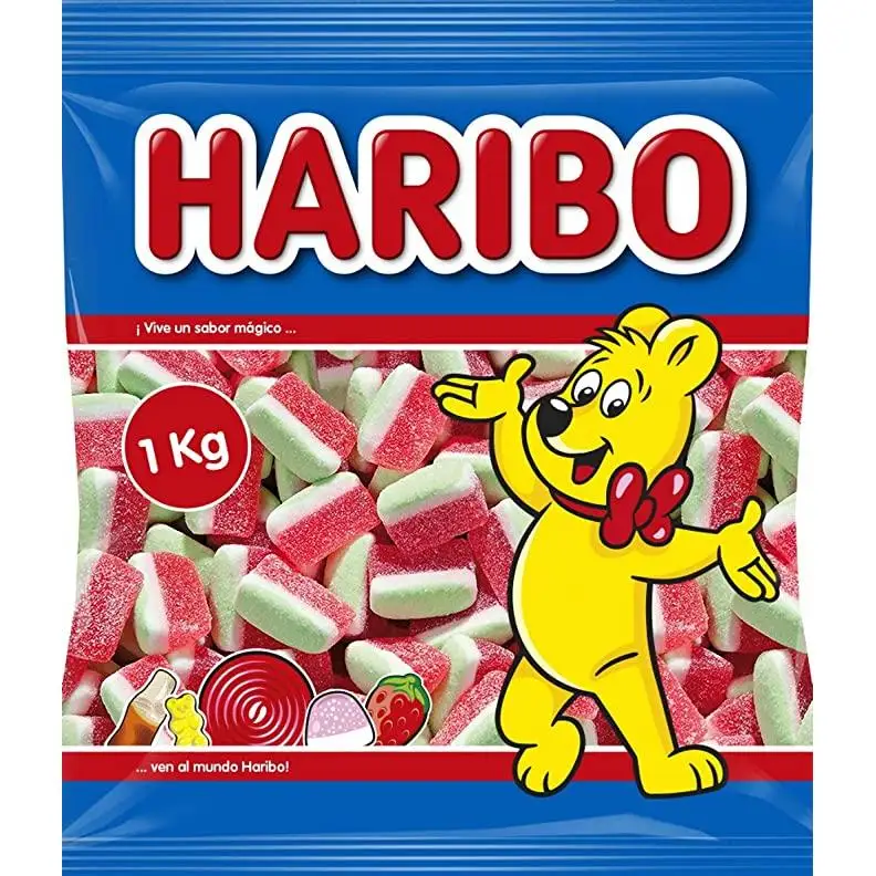 Haribo - Bolsa de 1 Kilo de Tajadas de Sandía con Azúcar - Caramelos de Goma Dulces y Sabrosos