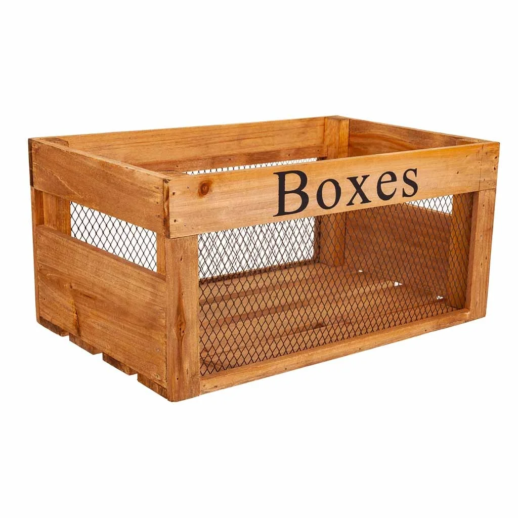 Wonderlust Deco - Cajón de madera y metal marrón 36x23x17h cm Marrón 36x23x17h cm