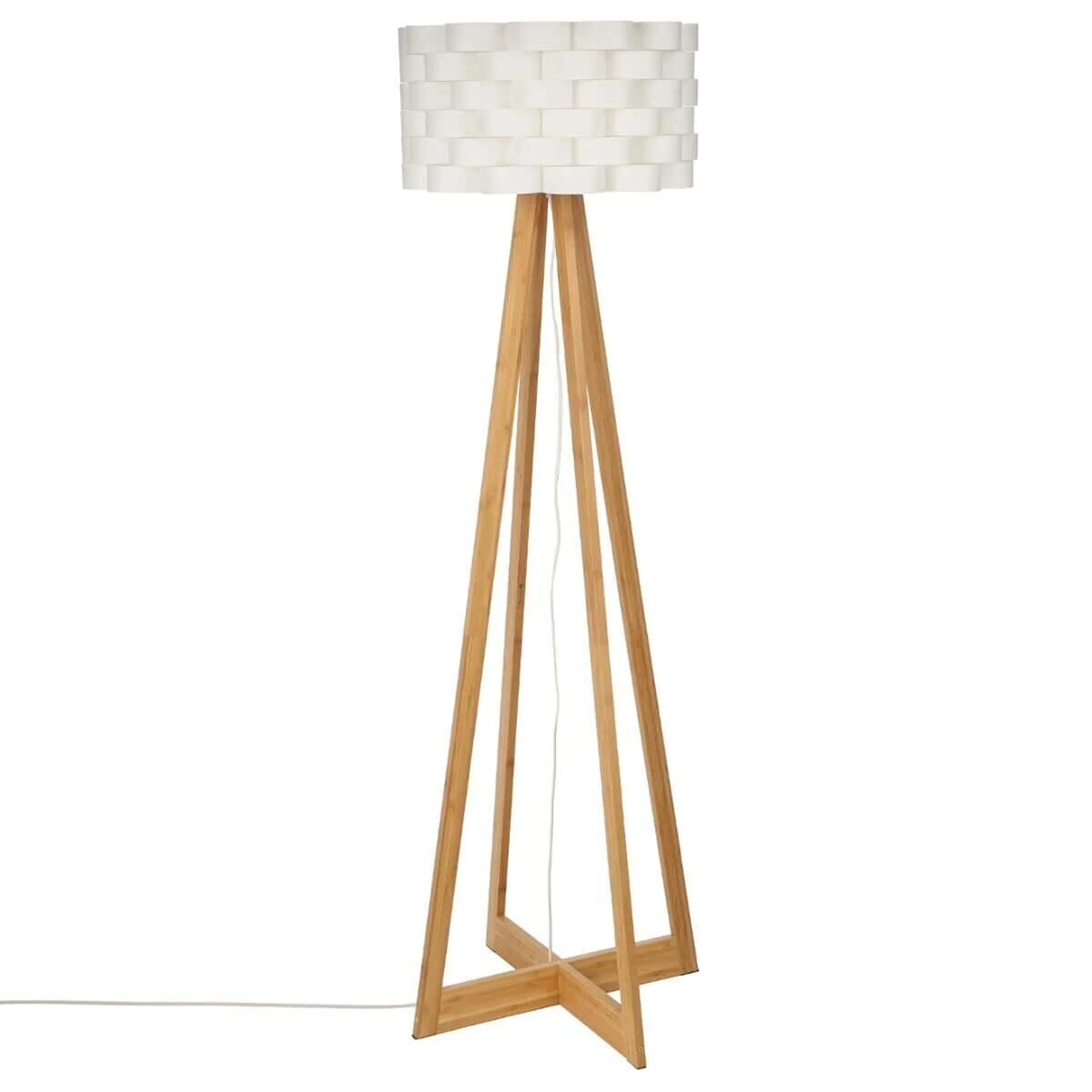 Atmosphera Lámpara de Pie Bambú Blanco 150cm - Diseño Natural