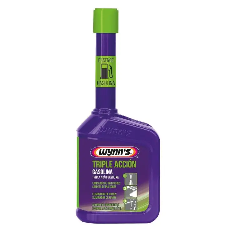 KRAFF - Aditivo Triple Acción Gasolina 325 ml para Combustible, limpia inyectores, reduce humos negros y mejora rendimiento del motor, compatible con sistemas capless fuel fillers
