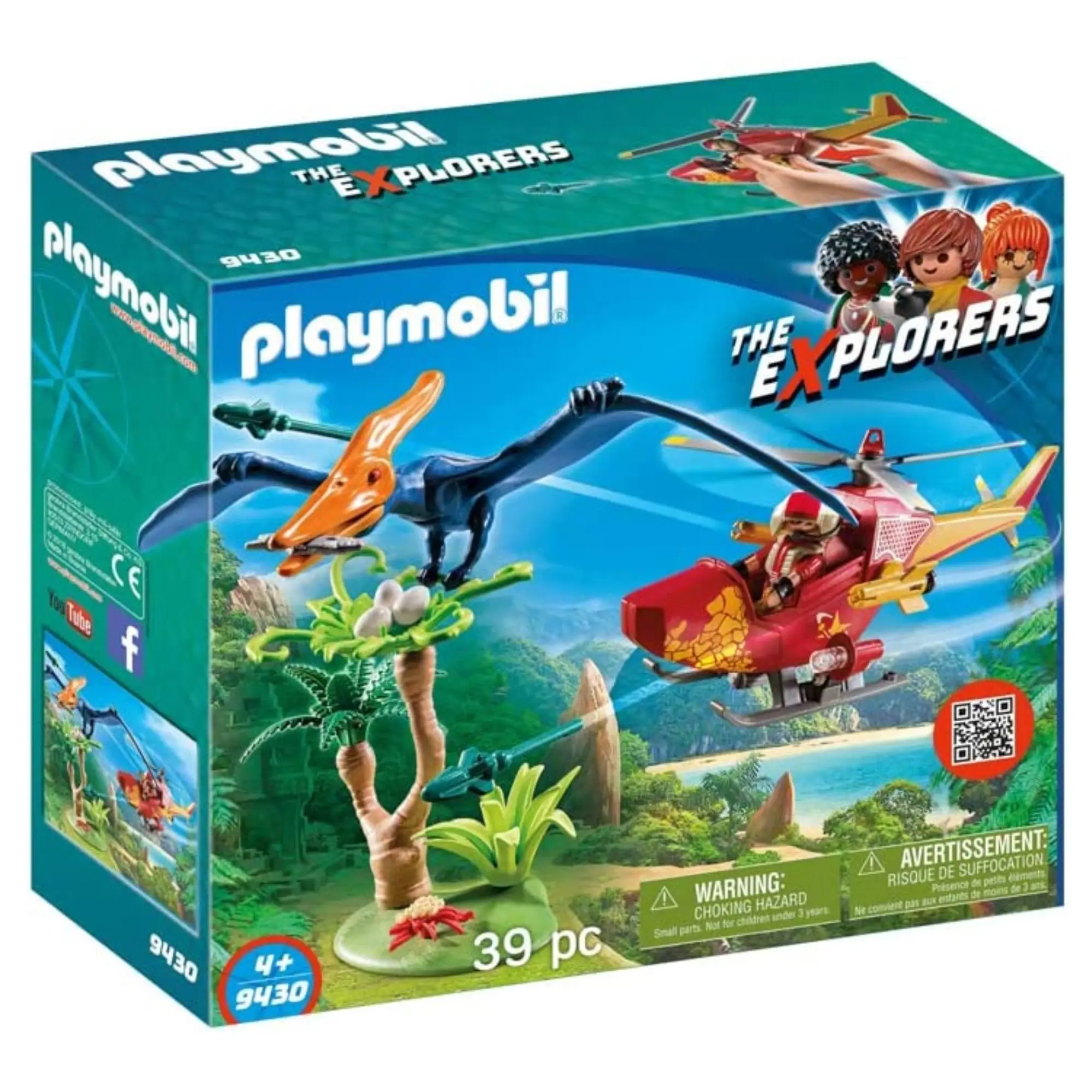 Helicoptero explorador con dinosaurio Pterosaurio PLAYMOBIL Dinos (9430) The explorers