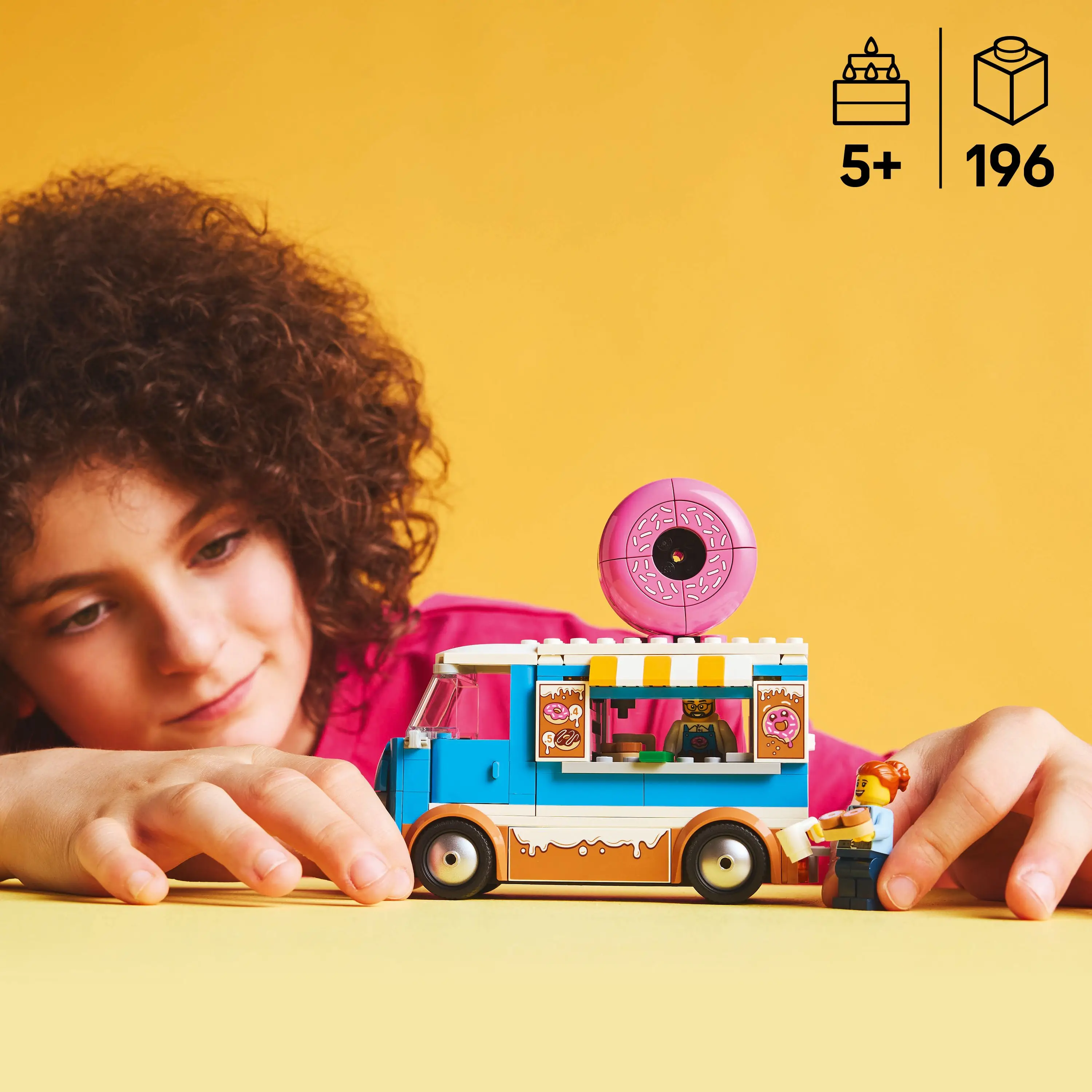 LEGO® City Donut Truck 60452 Toy Vehicle, 196 pieces food truck set with minifigures for imaginative play, suitable for kids aged 5 and up, includes a removable donut kiosk and accessories. #4
