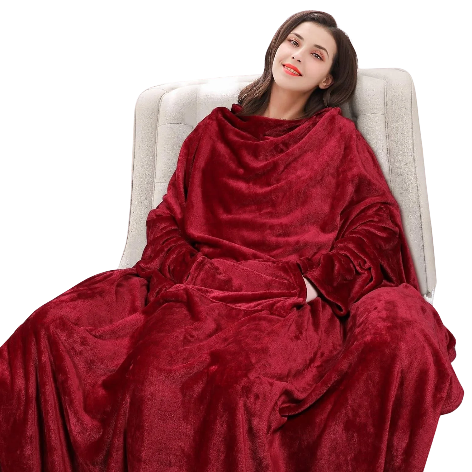 Blanket with Pocket Sleeves and Pockets 130cm * 170cm Winter Flannel Blanket with Reusable Microfiber Soft Cozy Blanket Luxury Blanket for Cama130cm * 170cm
