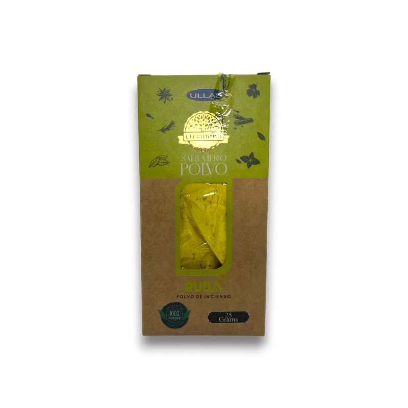Ruda Powder Incense ULLAS - 25 grams, 100% natural herbal incense for purification and protection, versatile use in aromatherapy, and sustainable production. Ideal for creating a fresh atmosphere and warding off negative energies.