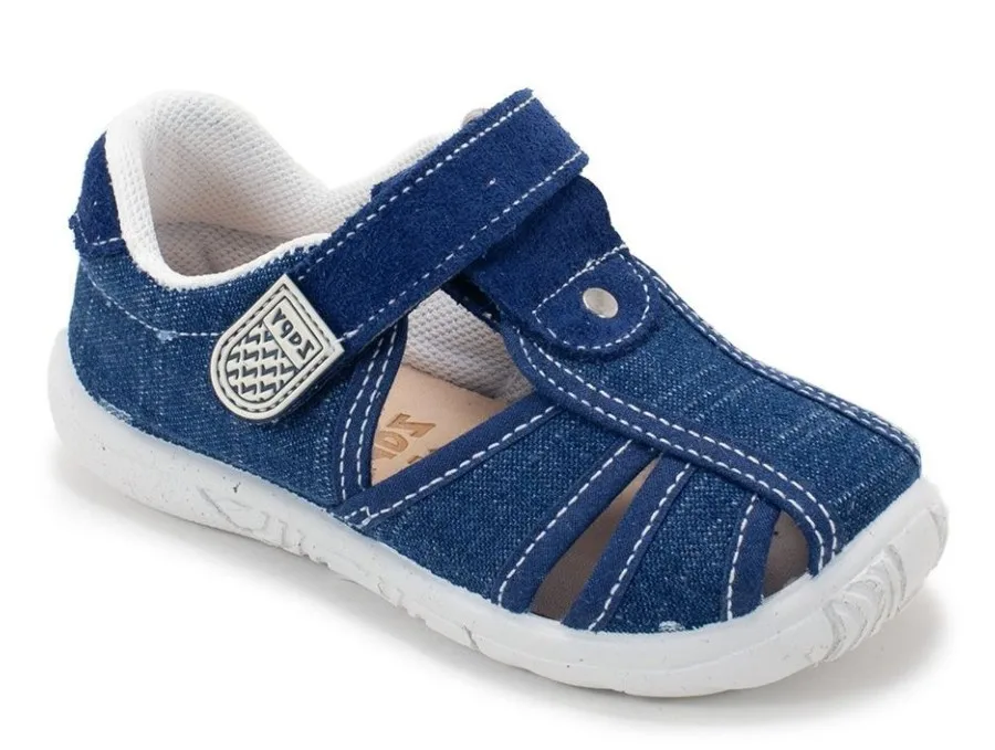 Sandalias niño Zapy color azul tejano cangrejeras Zapy con plantilla extraible de piel y cierre de velcro muy comodas made in Spain