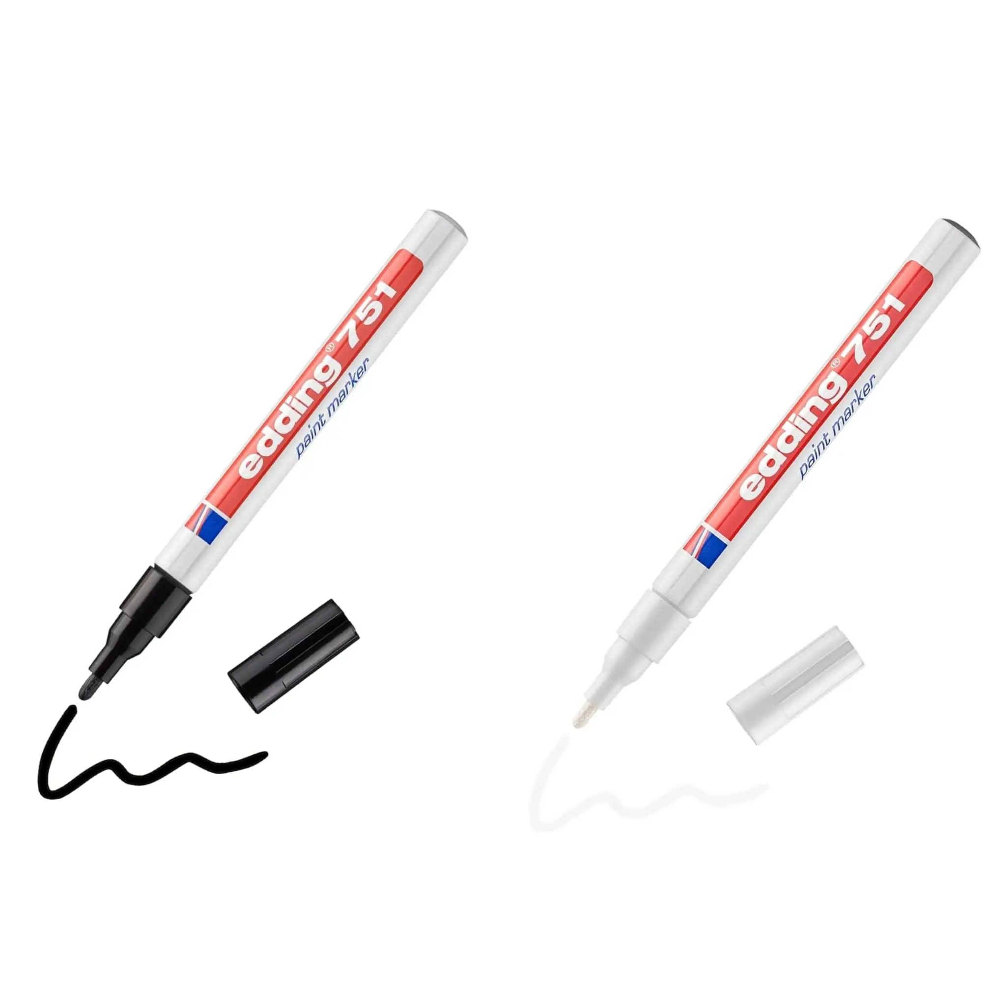 Edding 751 marcador de tinta opaca - negro y blanco - 1 rotulador - punta redonda 1-2 mm - para metal, vidrio, piedras o plástico - resistente al calor, permanente, no mancha, impermeable calidad