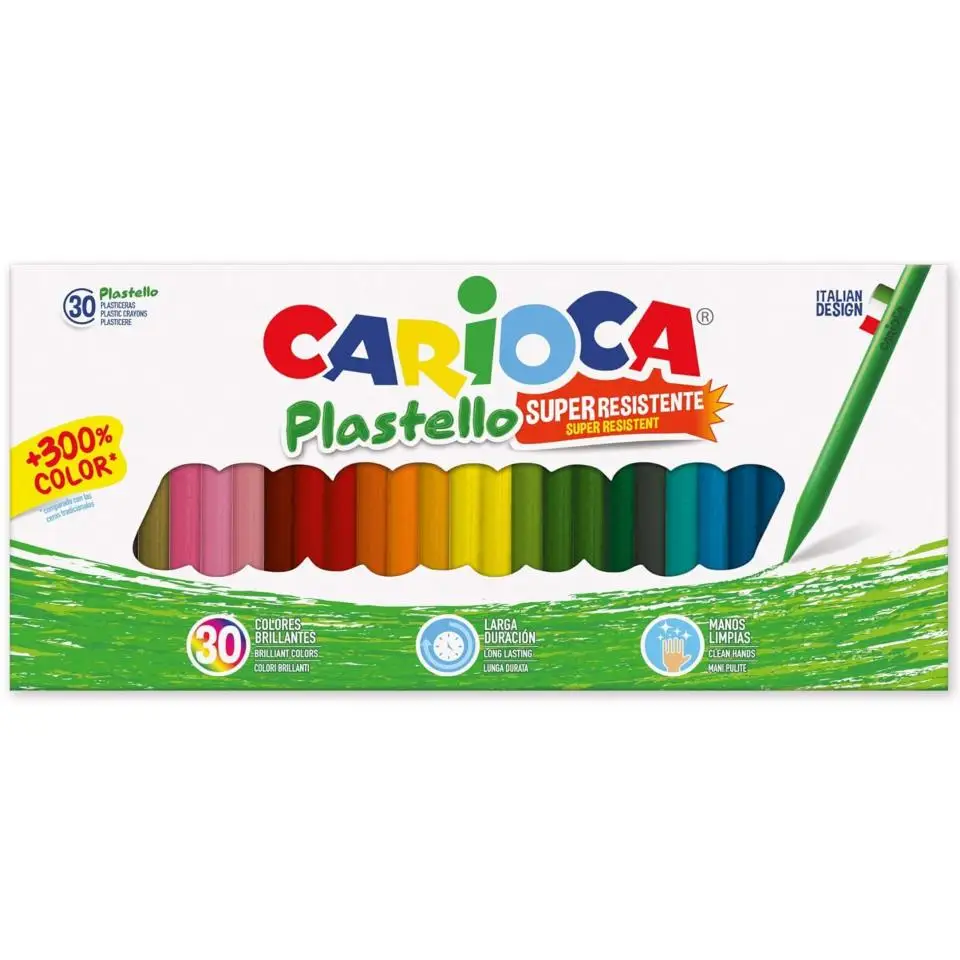 Carioca Colored Waxes for Children, Best for School material, Colorful Color, Coloring, Anti-Stain for Creative Activities at Home and School, wax 30 PCs (1 pack), colors