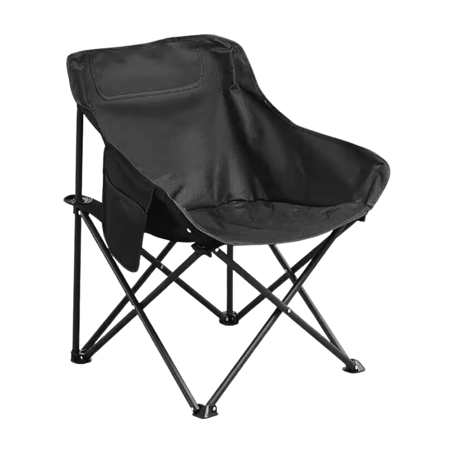LUTODY – Silla plegable de acero – Resistente y ligera, con portavasos y tela oxford impermeable –