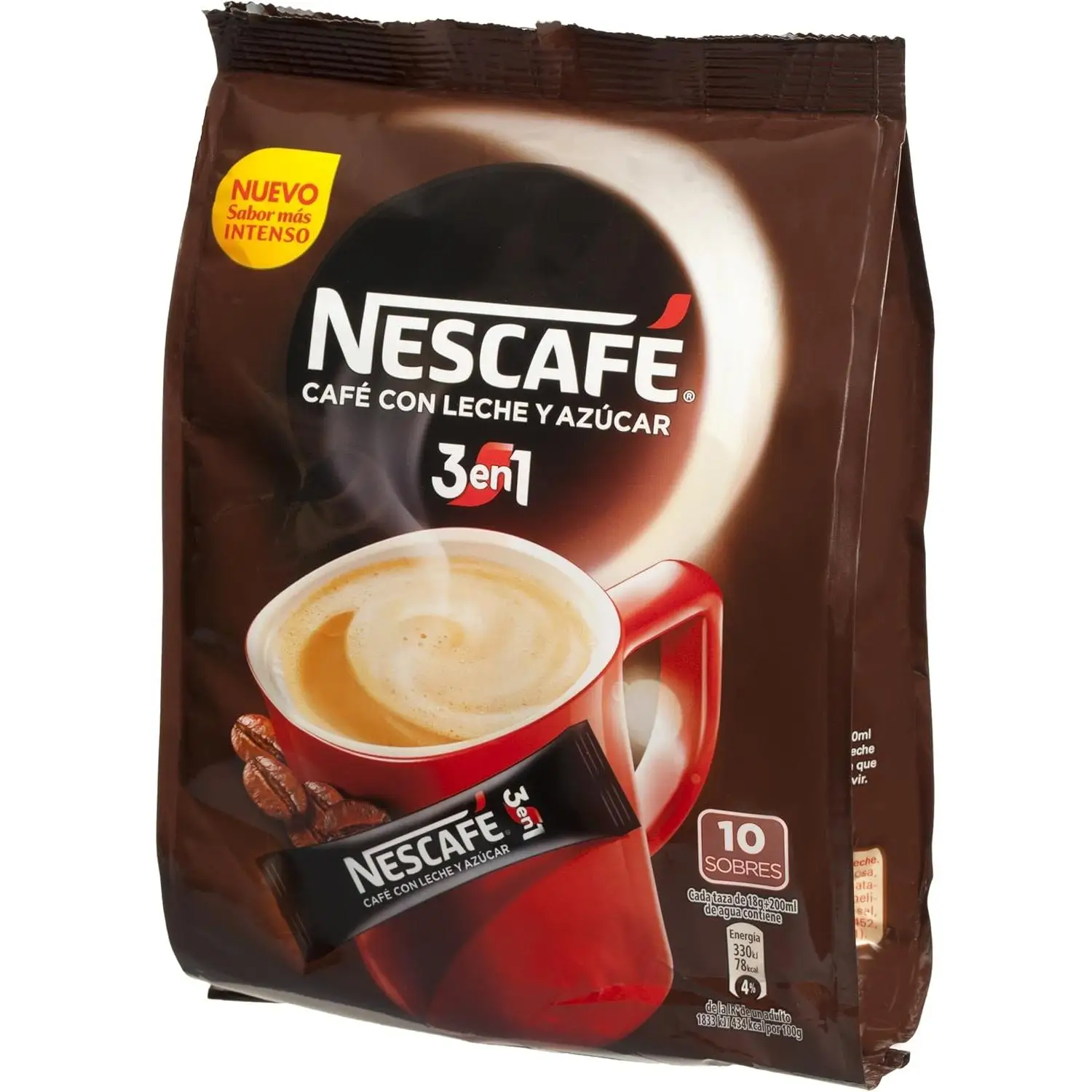 NESCAFÉ 3 en 1 Bolsa de Café Pack de 9 paquetes de 10 x 18 g- Total 1,6Kg